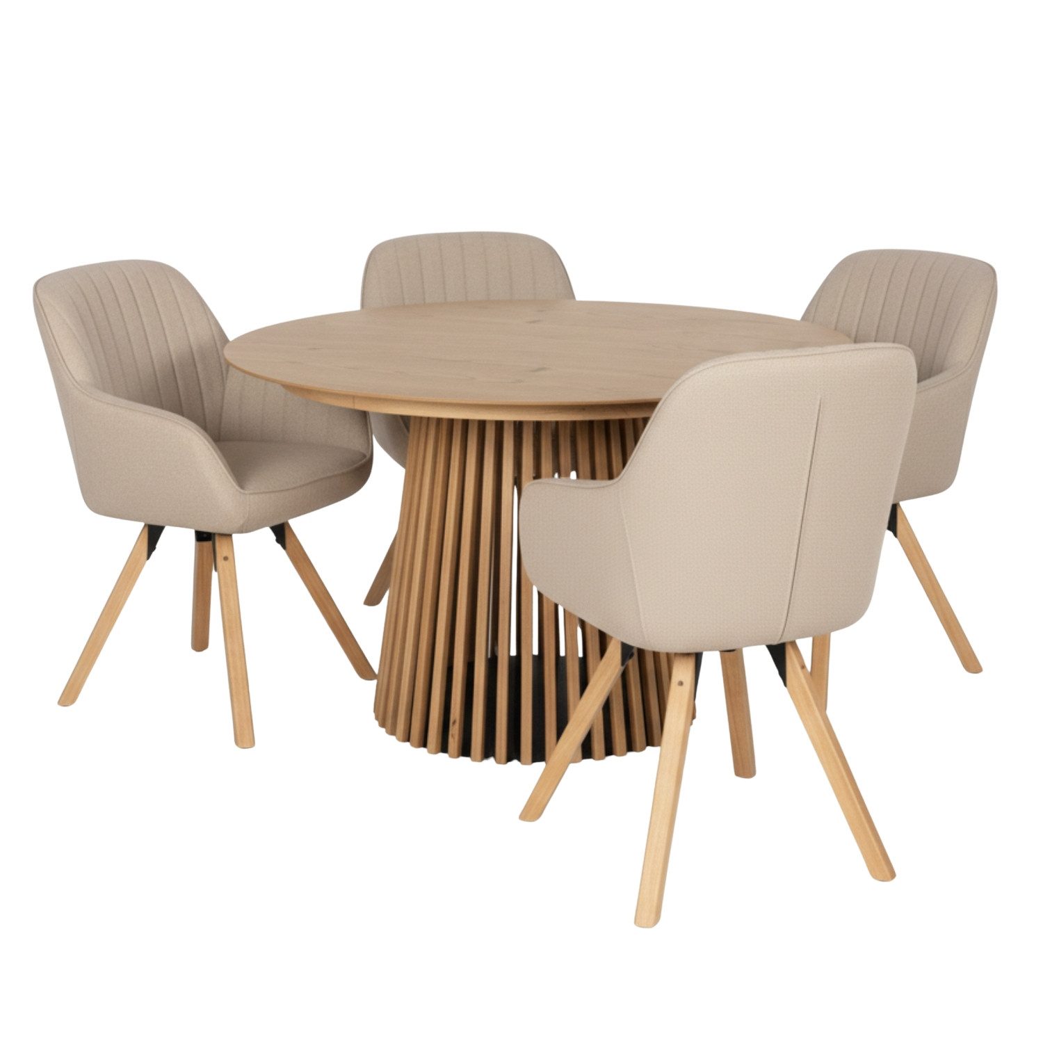 MR.DEKO Esszimmer-Set Diningsessel-Set 2x Stuhl Matera beige & Tisch Oria E günstig online kaufen