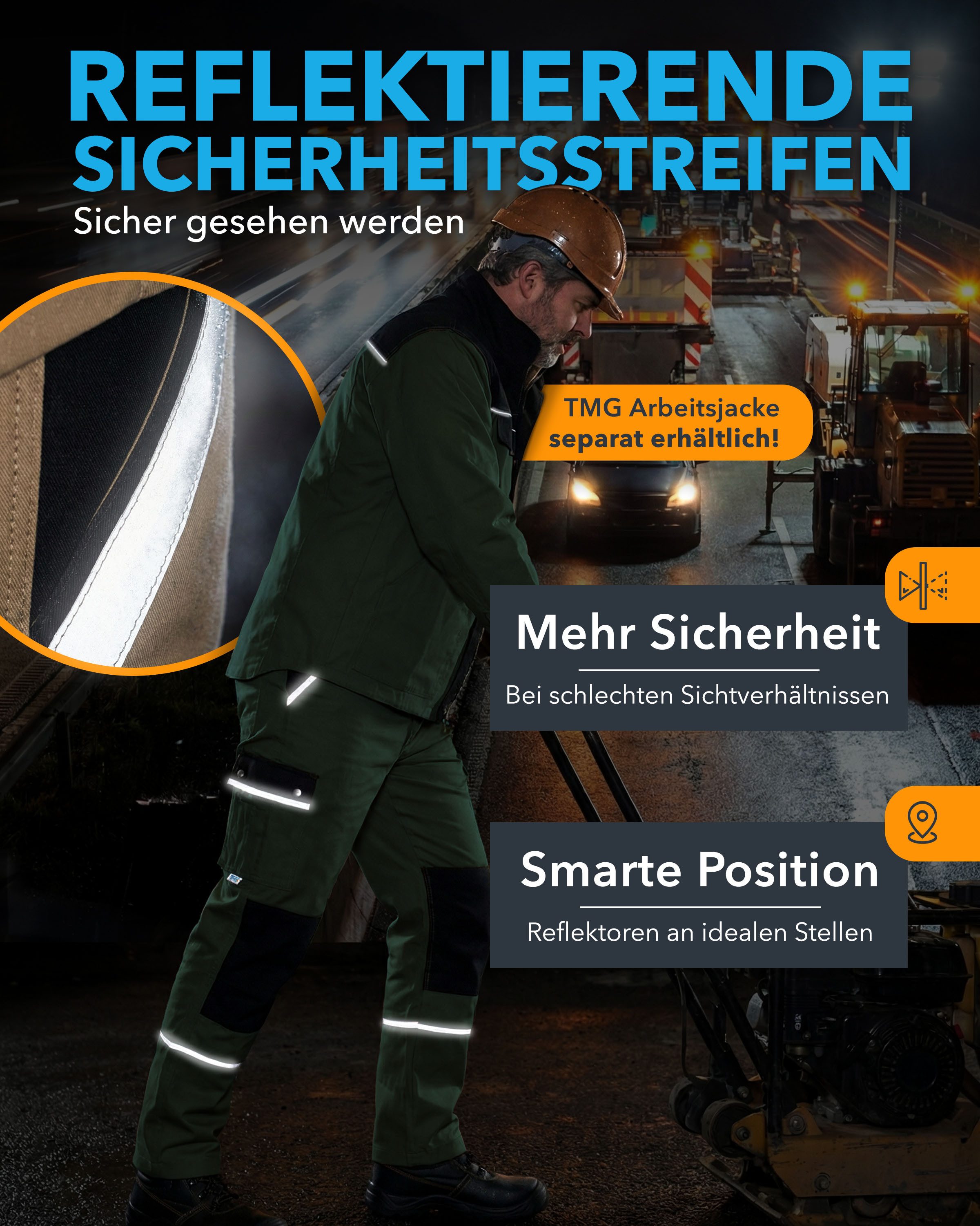 TMG International Arbeitshose Arbeitshose Bundhose Cargohose Style Arbeitshose Herren mit Kniepolstertaschen in Übergrößen erhältlich – Bild 5 von 5