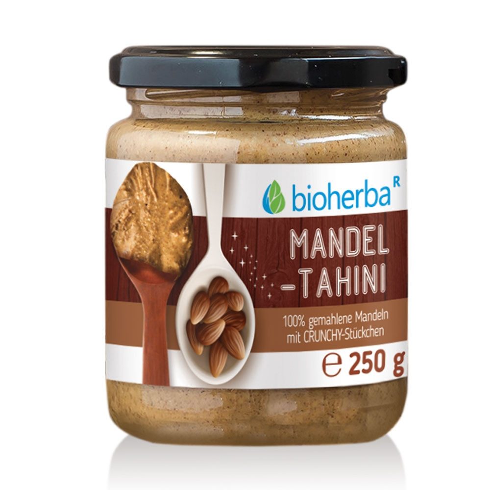 BIOHERBA R Mandel Tahini Crunchy 100% gemahlene Mandeln 250 g Glas