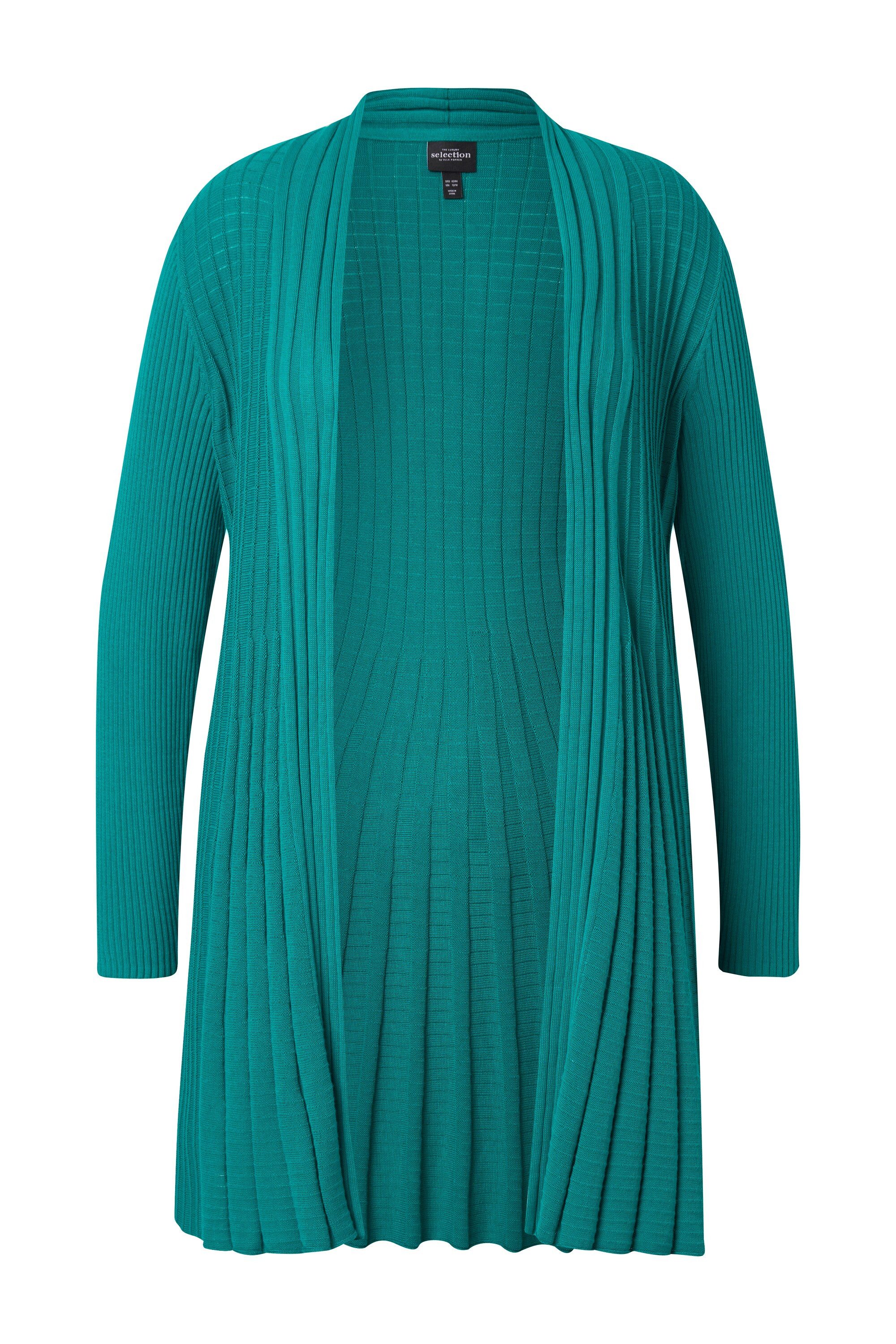 Ulla Popken Strickjacke Plissee-Strickjacke A-Linie Schalkragen günstig online kaufen