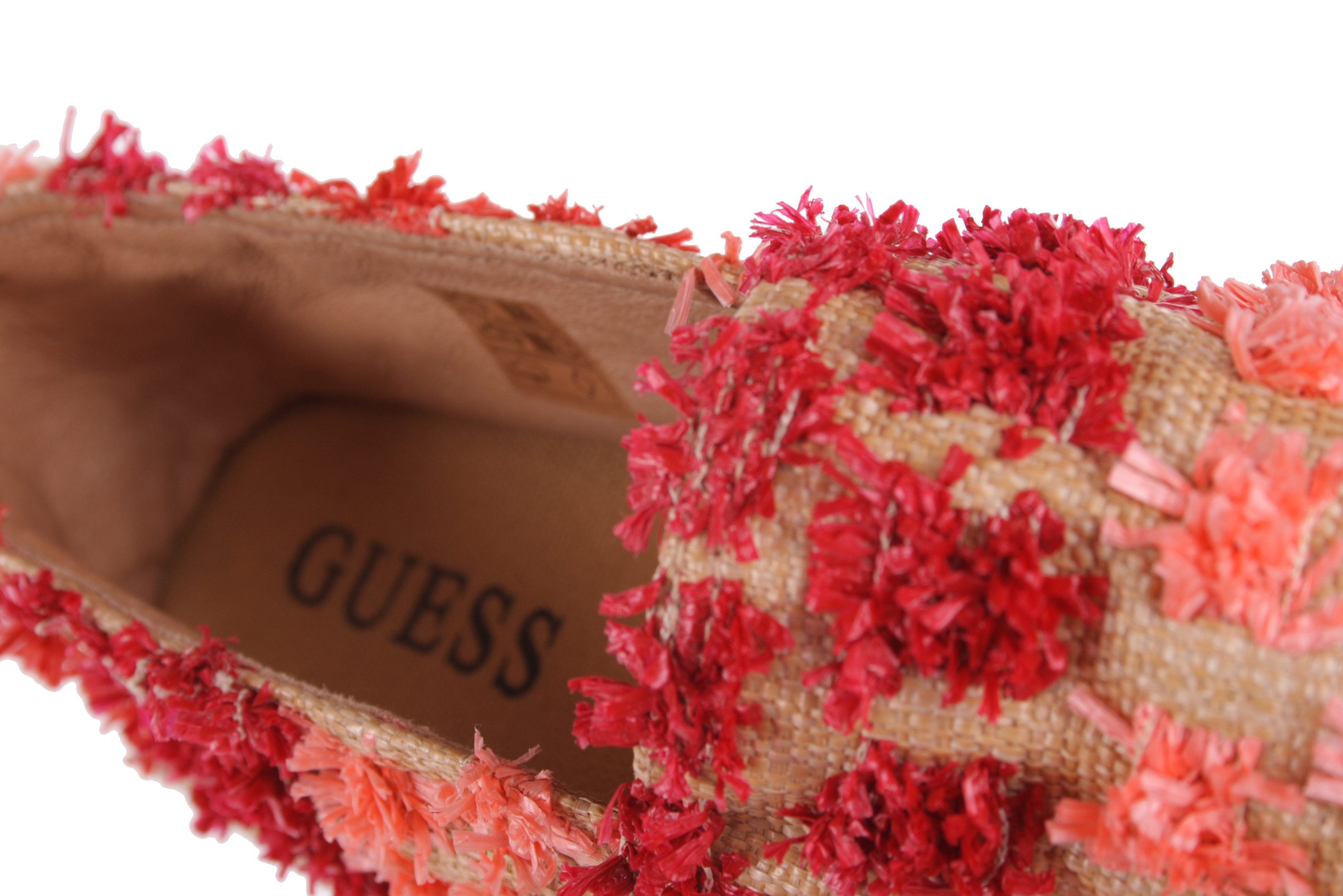 Guess Guess Damen Schlüpfschuhe Slipper Espandrilles Natur/Rot #747(EUR 35) Schnürschuh