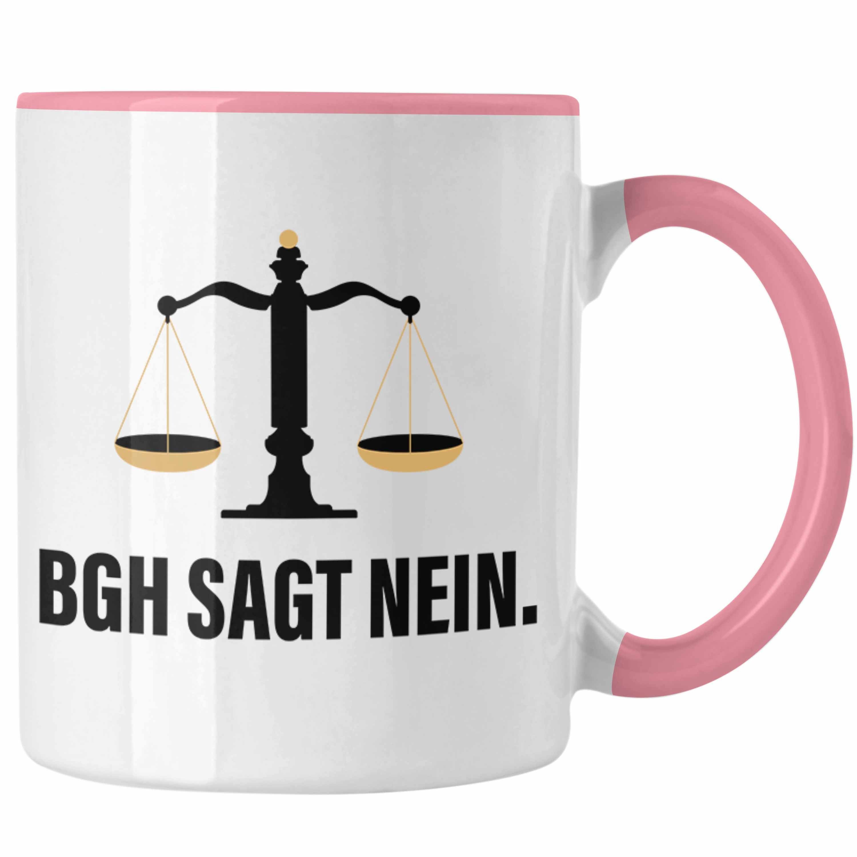 Trendation Tasse Trendation - Jura Geschenk Tasse mit Spruch für Jurist Juristin Geschenkideen Lustig für Examen Staatsexam Rosa