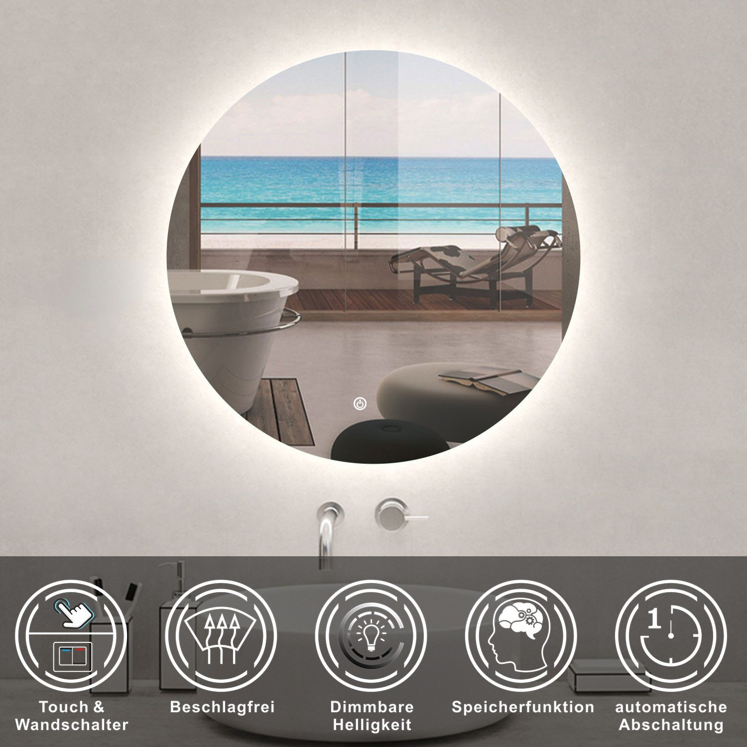 duschspa Badspiegel Spiegel mit LED Beleuchtung dimmbar 40-120cm, Touch ode günstig online kaufen