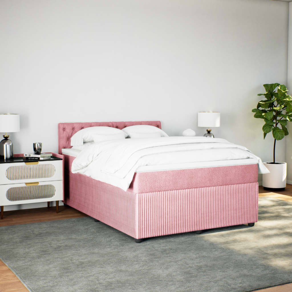 vidaXL Bett Boxspringbett mit Matratze Rosa günstig online kaufen