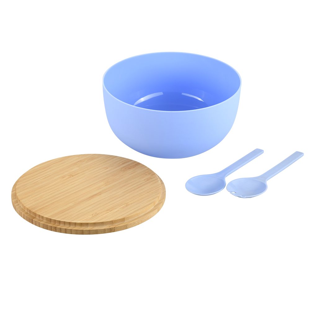 KESPER® Salatschüssel inkl. Salatbesteck, Polypropylen, (Set, 4-tlg), Deckel aus FSC®-zertifiziertem Bambus