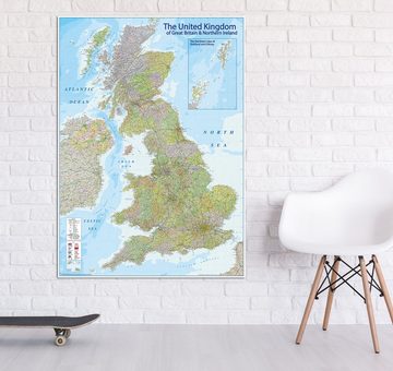 Close Up Poster Karte United Kingdom 2020 - MAPS IN MINUTESÙ 140 x 100 cm