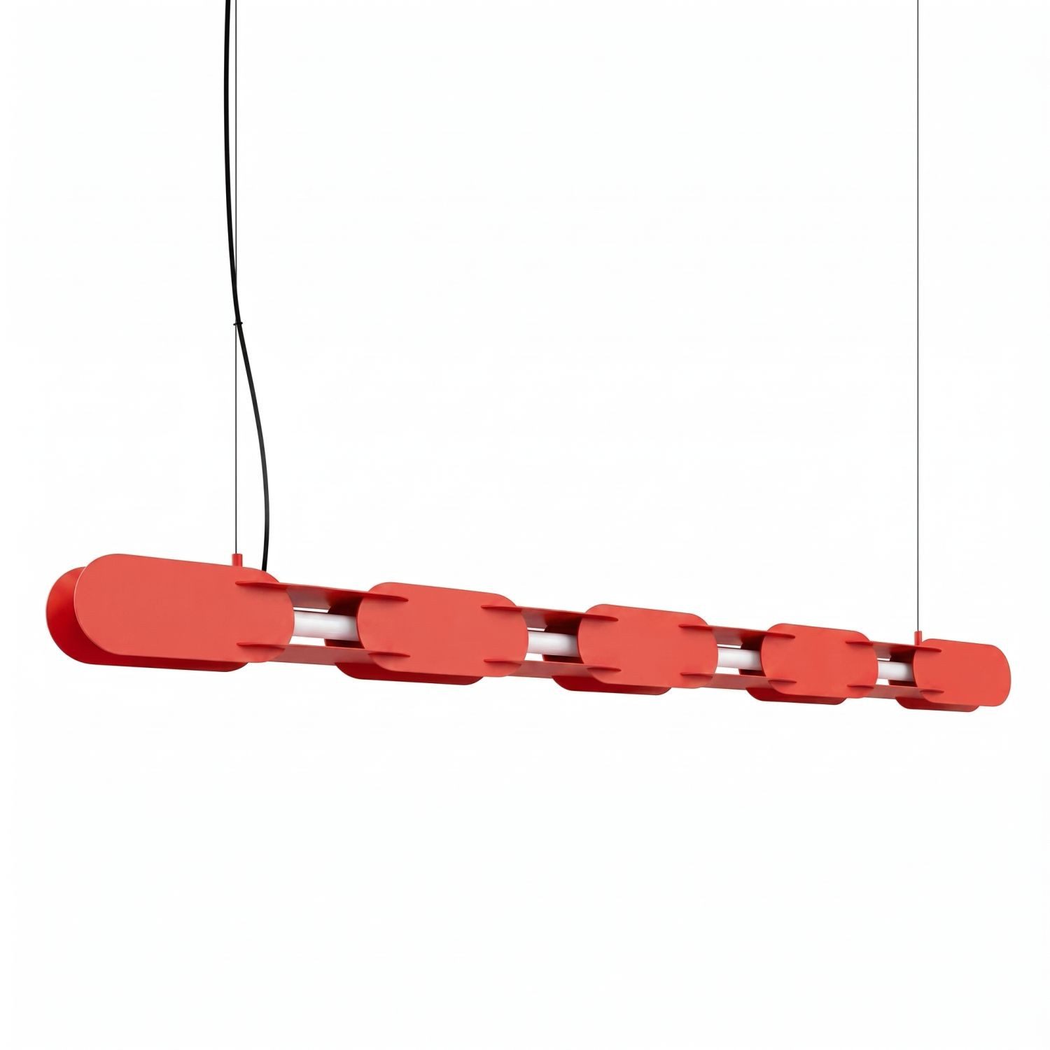 Licht-Erlebnisse Pendelleuchte HENRI, LED fest integriert, Warmweiß, Metall LED dimmbar H: max. 200 cm Rot länglich 3000 K 2578 lm Modern