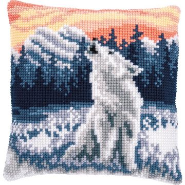 Vervaco Kreativset Kreuzstichkissenpackung Wolf im Winter, (Set, Vervaco embroidery Kit), Made in Europe