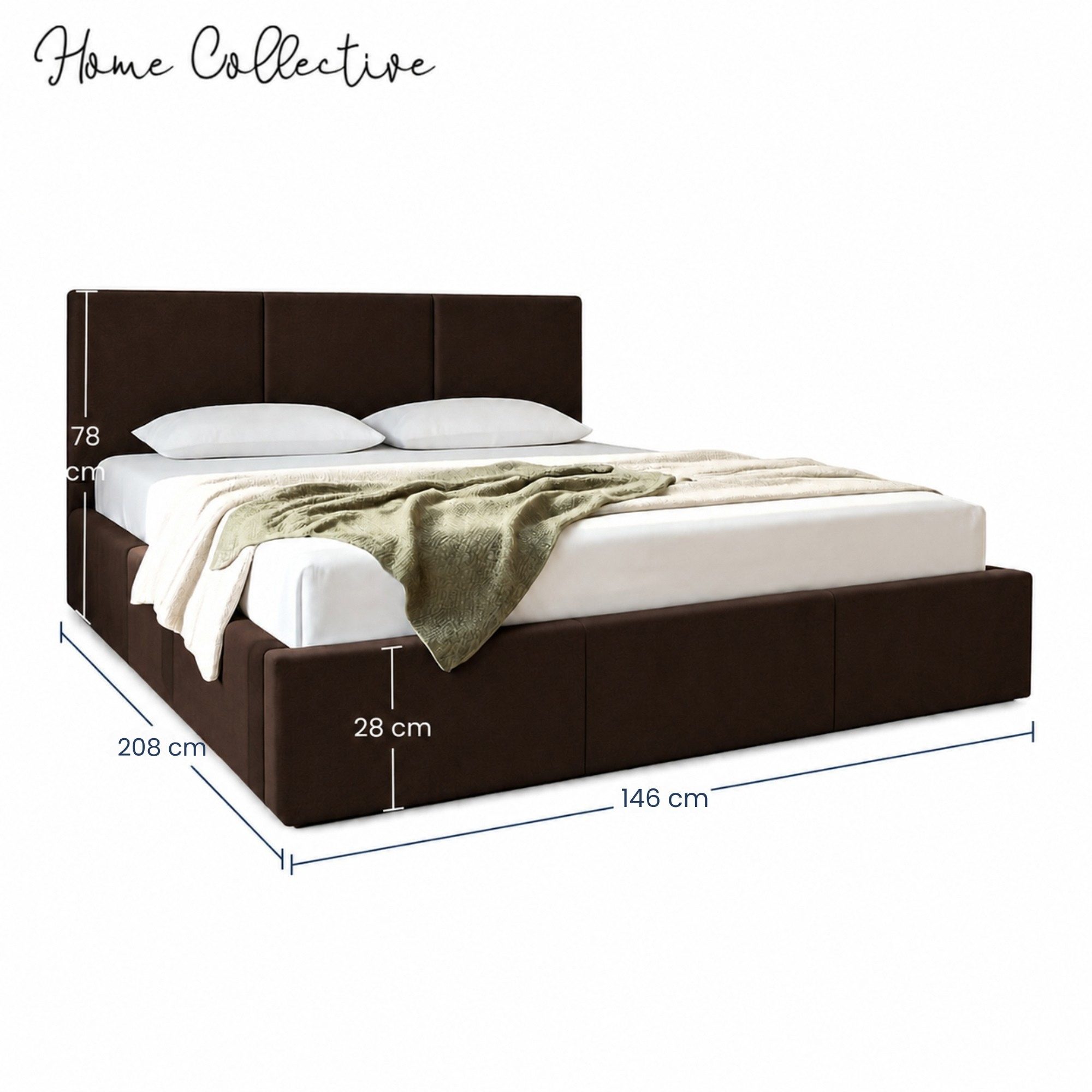 Home Collective Polsterbett Bett Doppelbett Bettgestell mit Lattenrost & Stauraum, mehrere Größen (Größen: 120x200 140x200 160x200 180x200, samtweicher Velourss – Bild 3 von 5