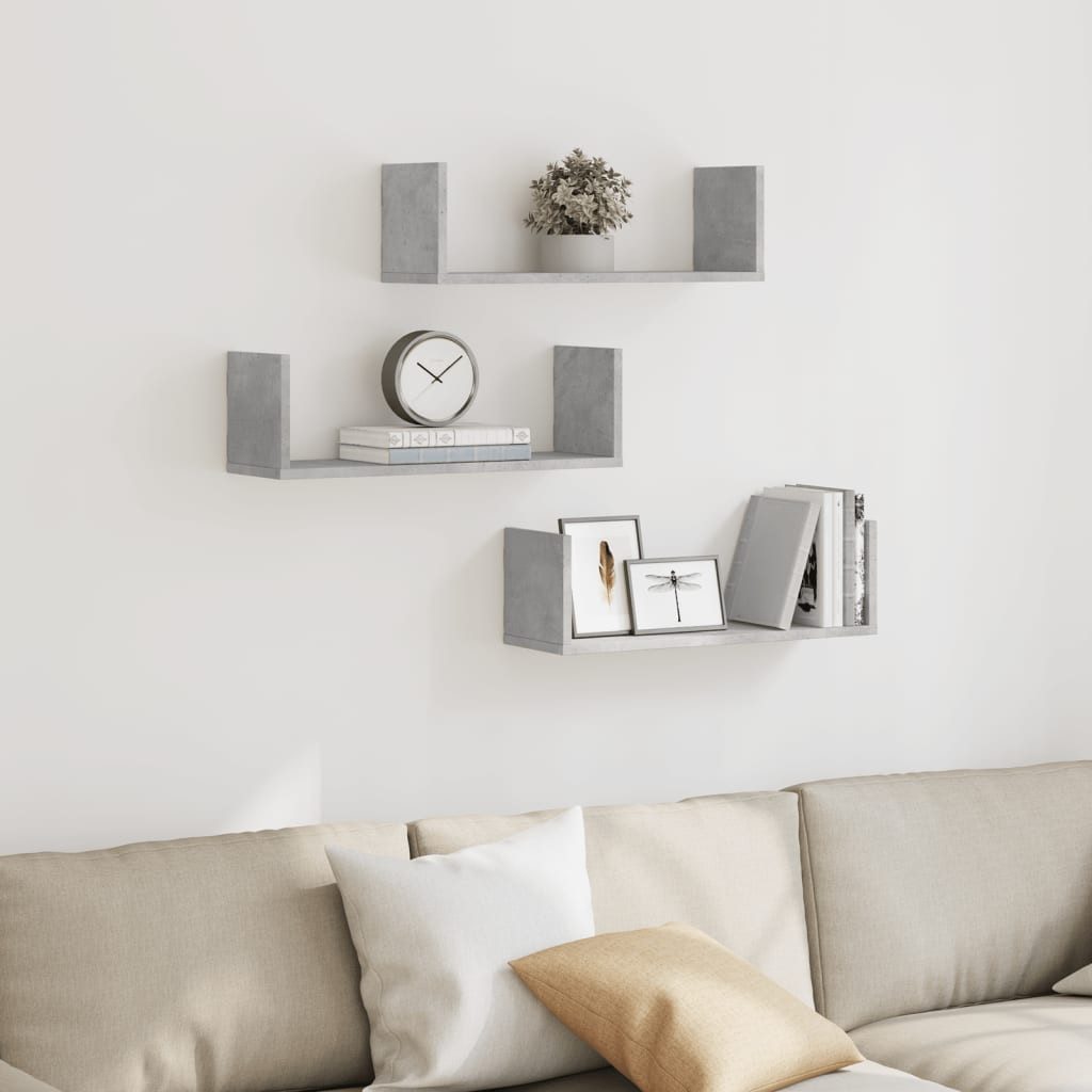 vidaXL Regal Wandregale 3 Stk. Betongrau günstig online kaufen
