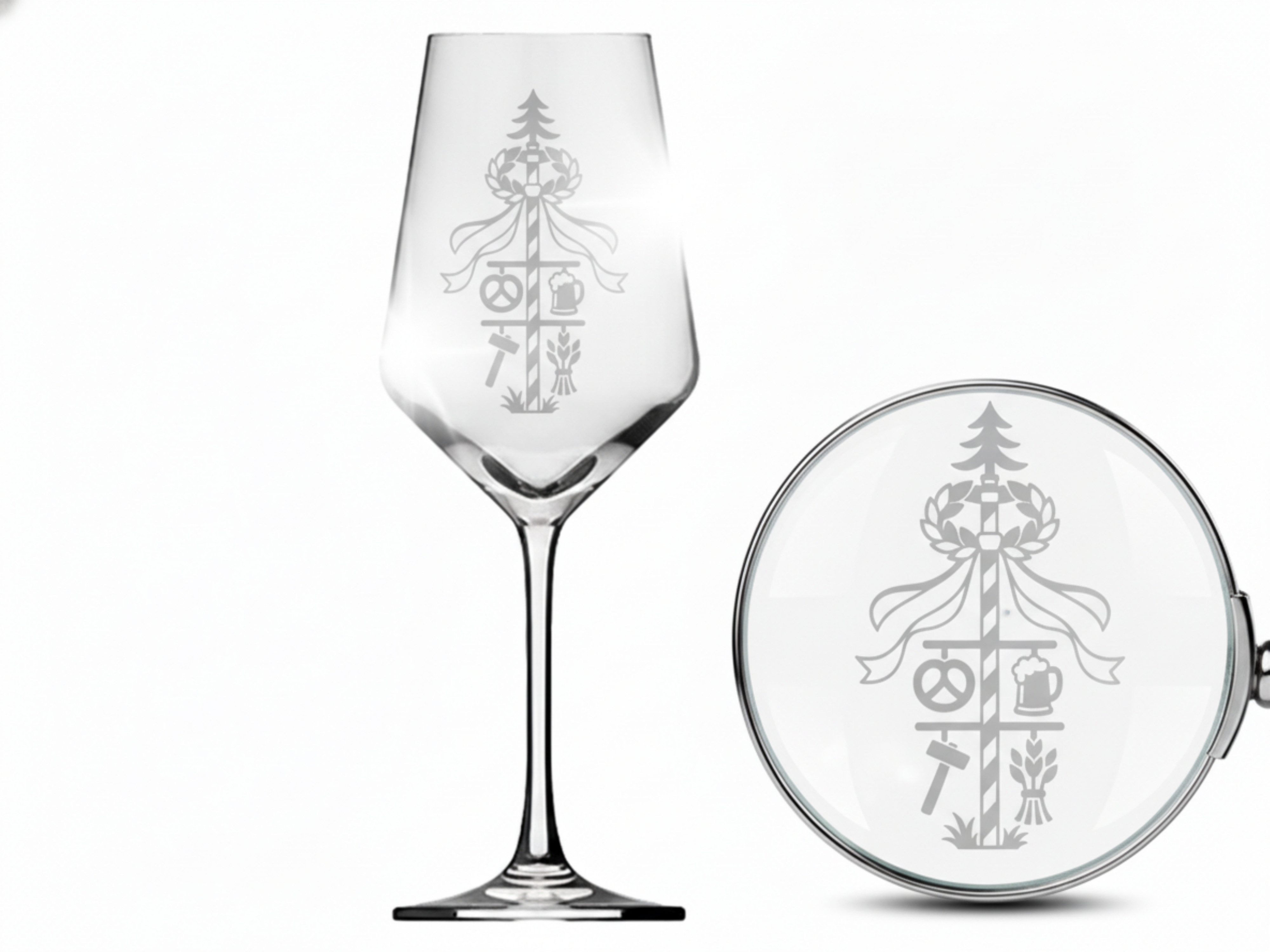 Valhalla Weinglas Graviertes Weinglas Maibaum 350ml spülmaschinenfest, 1-tlg., Glas, Atemberaubende Darstellung