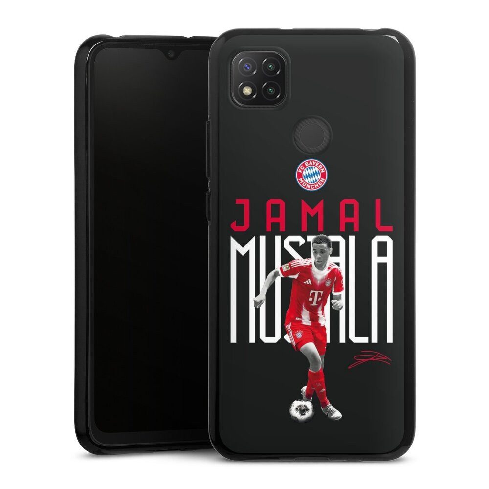DeinDesign Handyhülle FC Bayern München Jamal Musiala Offizielles Lizenzprodukt, Xiaomi Redmi 9C Silikon Hülle Bumper Case Handy Schutzhülle