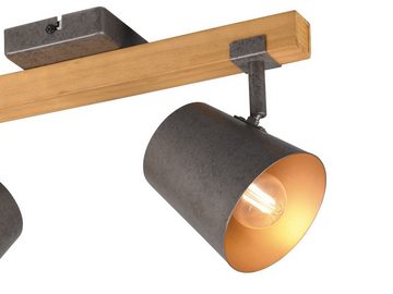 meineWunschleuchte LED Deckenstrahler, Dimmfunktion, LED wechselbar, Warmweiß, ausgefallene Decke-nleuchten Holz-lampe Industrial Style Breite 42,5cm
