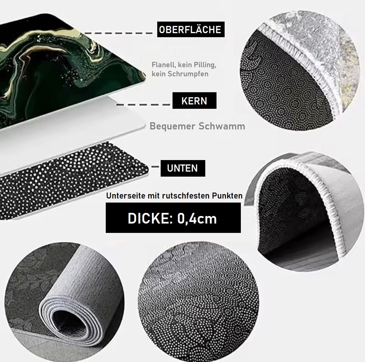 DENU-Home Designteppich 3D Rutschfeste Teppiche Wohnzimmer Schlafzimmer Outdoor, Höhe: 200 mm, 3D Premium Druck
