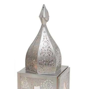 Casa Moro Bodenwindlicht Orientalisches Windlicht Modena Silber M aus Glas & Metall Höhe 44cm (Marokkanische Glaslaterne Kerzenhalter), Ramadan Eid Laterne wie aus 1001 Nacht IRL670