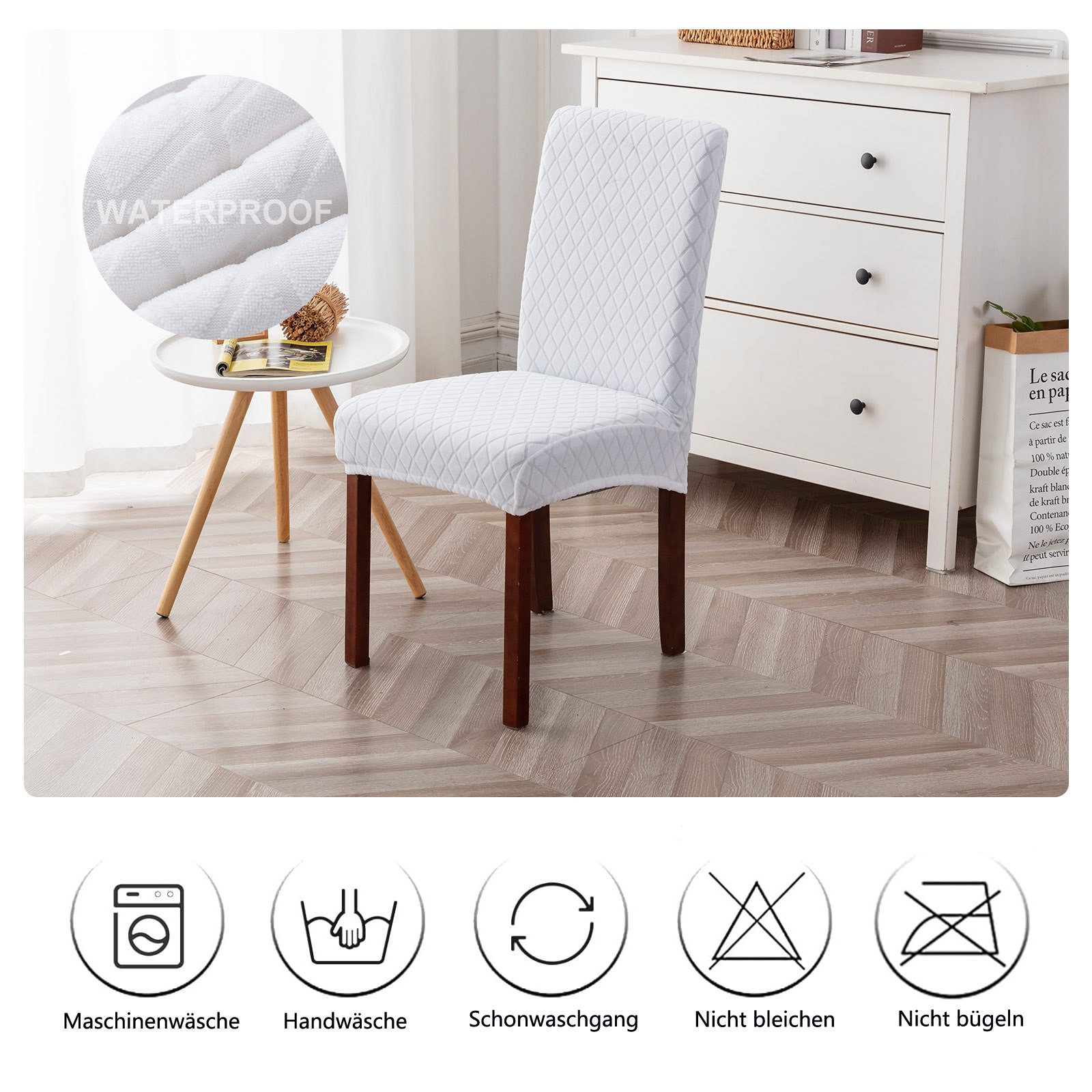 Zyronn Sitzflächenhusse Premium Wasserdicht Esszimmer Stuhl Abdeckungen, Stretch Hohen, Zurück Stuhlhussen Slipcover Für Esszimmer, Abnehmbaren Stuhl Schutz