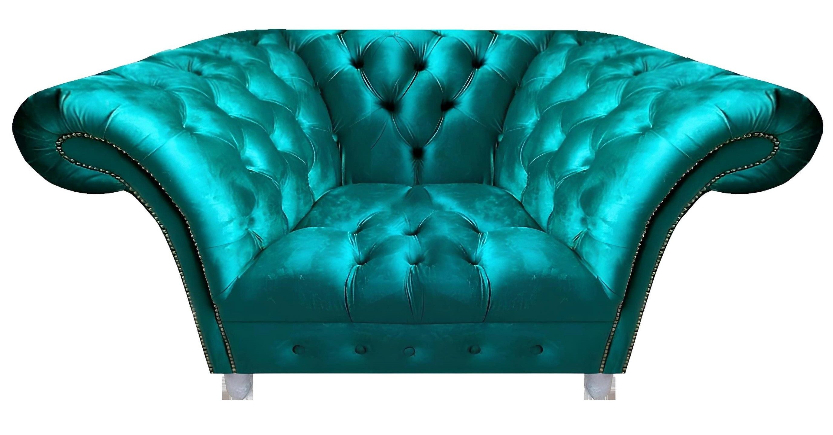 Xlmoebel Chesterfield-Sessel Eleganter grüner Sessel im Chesterfield-Design aus Textil und Holz (Sessel), Hergestellt in Europa