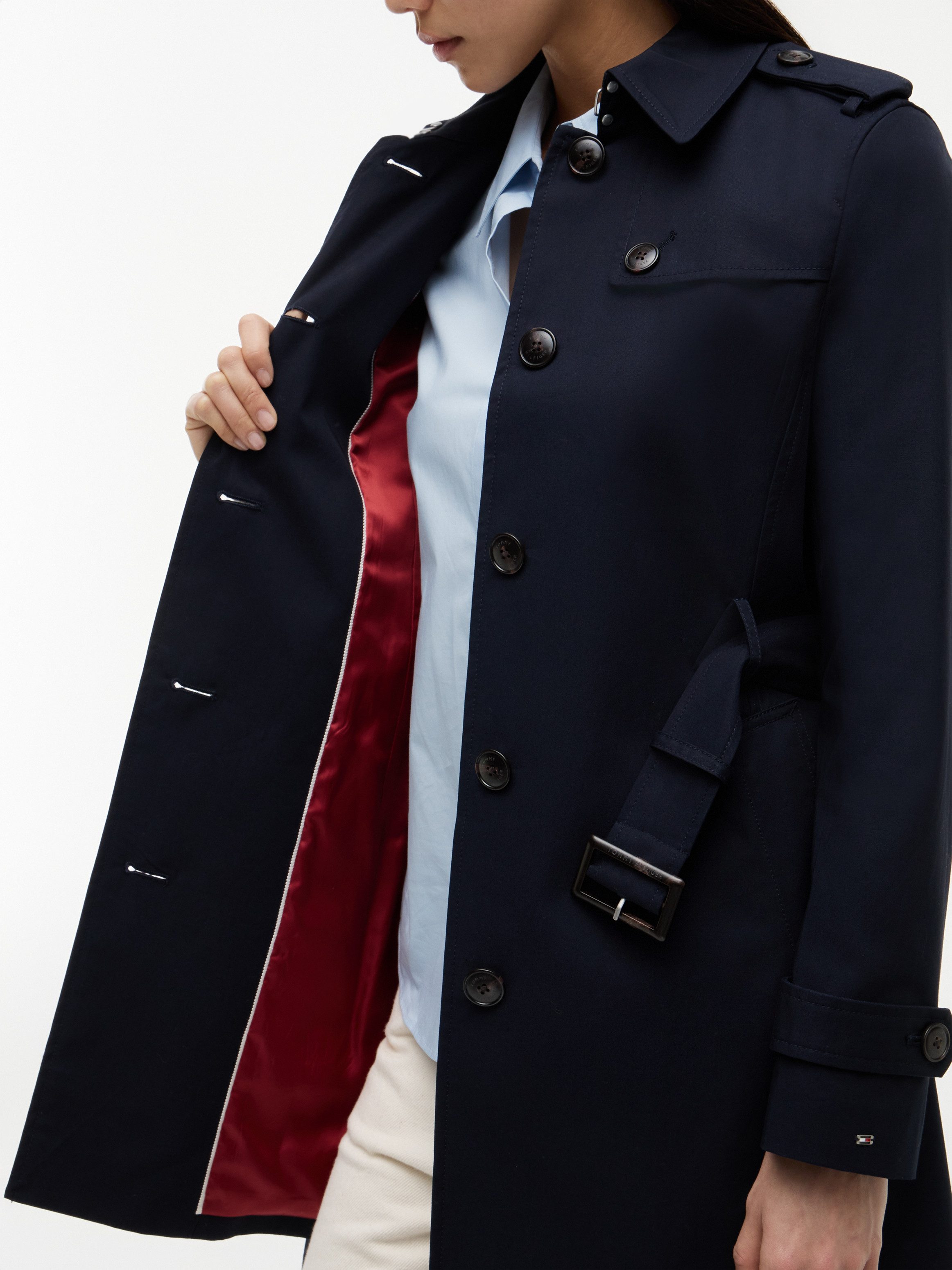 Tommy Hilfiger Langjacke HERITAGE SINGLE BREASTED TRENCH mit den typischen Trenchcoat-Details
