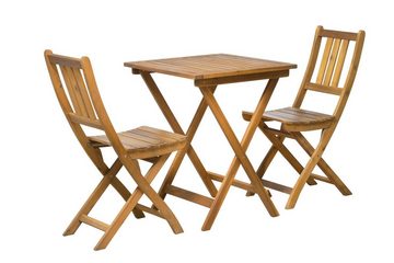 furnling Sitzgruppe Venedig, (3-tlg., 2 Stühle und 1 Tisch), Gartenmöbel-Set Akazie für 2 Personen, Tisch und Stühle klappbar