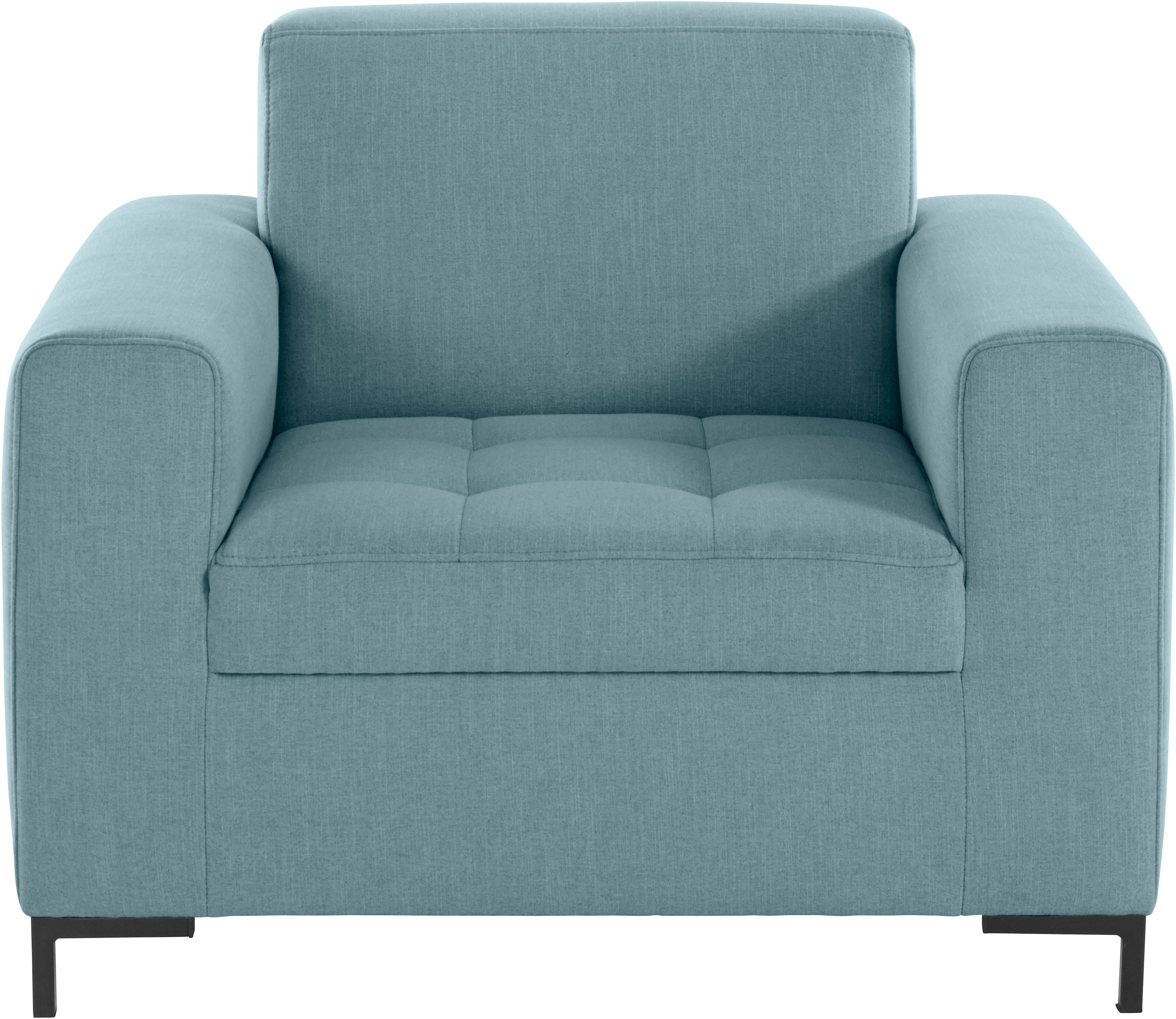 OTTO products Sessel Grazzo Loungesessel, moderne Sitzheftung, bequemer Einzelsessel, hochwertige Stoffe aus recyceltem Material, Steppung im Sitzbereich