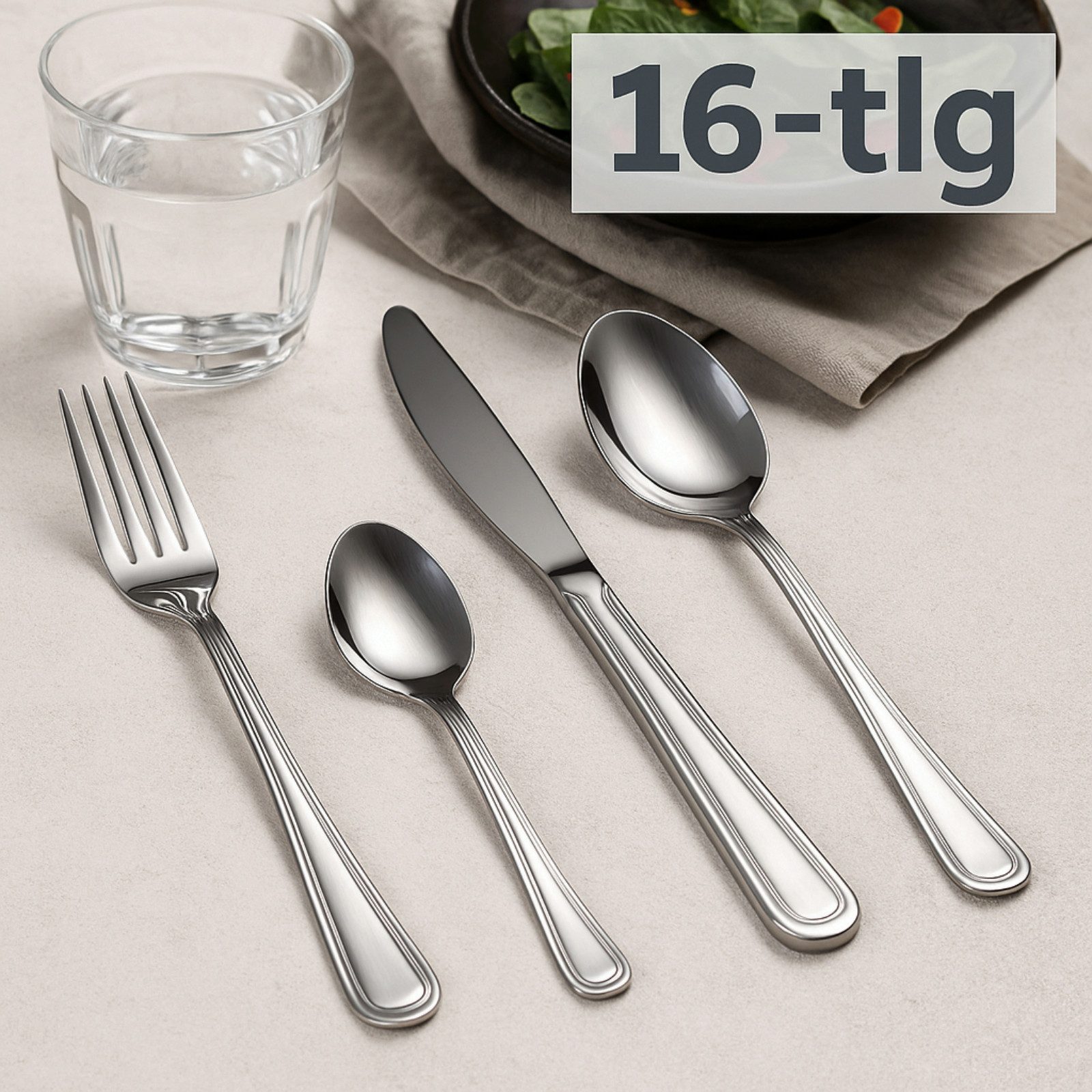 Koopman Besteck-Set Messel Löffel Gabel Edelstahl 20cm Cutlery-Set 16er Set (16-tlg), Edelstahl, Rostfrei, 4 Messer, 4 Gabeln, 4 Esslöffel, 4 Teelöffel