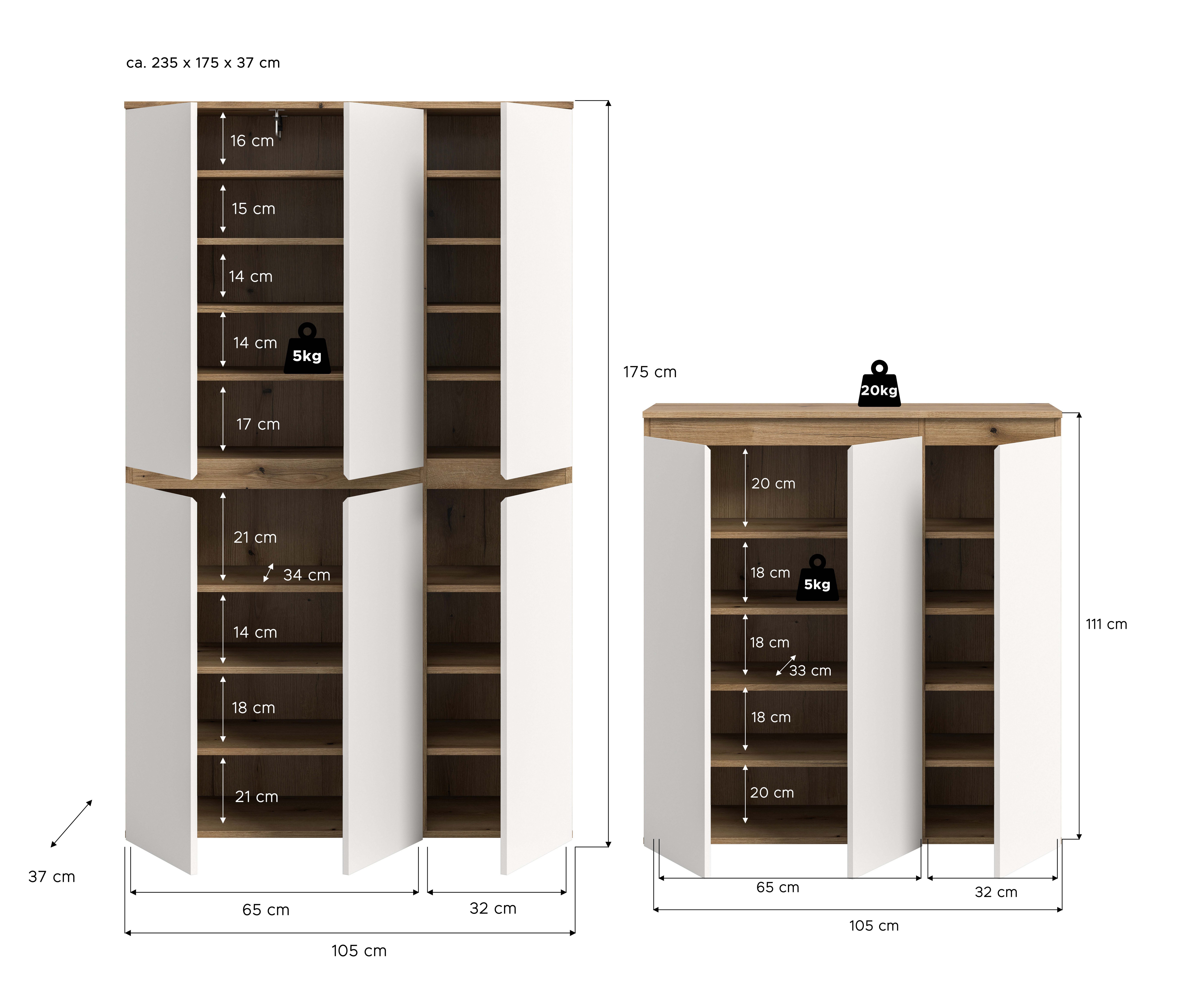 furnling Mehrzweckschrank-Set Sarca - in 5 trendigen Farben, (2-St., bestehend aus Kommode, Universalschrank), 1 Kleiderstange, großzügiger Stauraum durch 28 Fä – Bild 5 von 5