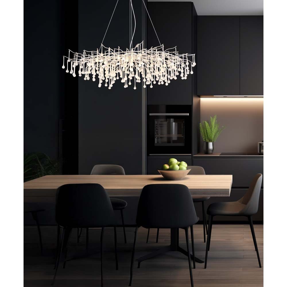 GLOBO LIGHTING Kronleuchter, Leuchtmittel nicht inklusive, Kronleuchter Hängeleuchte Metall verchromt Glaskristalle H 150 cm