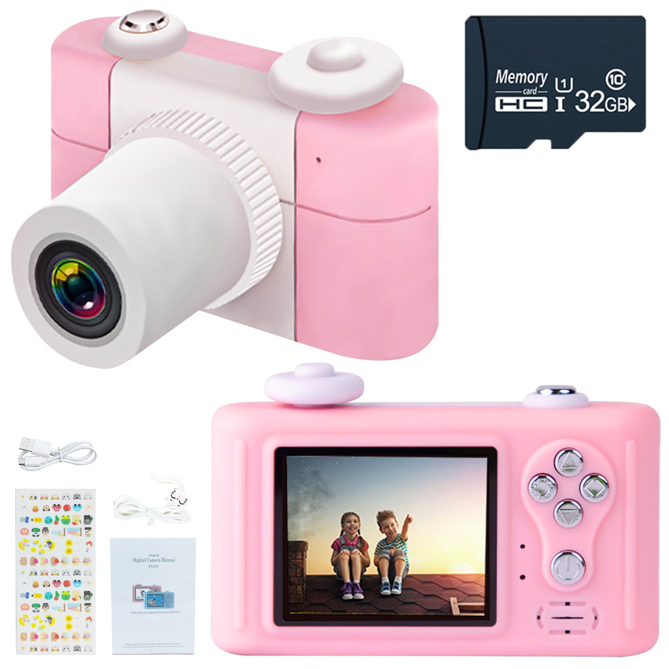 Kind Ja Kinderkamera, Kinderspielzeug, Spielzeugkamera, Videokamera  Kinderkamera (Digitalkamera, 2" IPS, 18 Megapixel mit 32G Speicherkarte)
