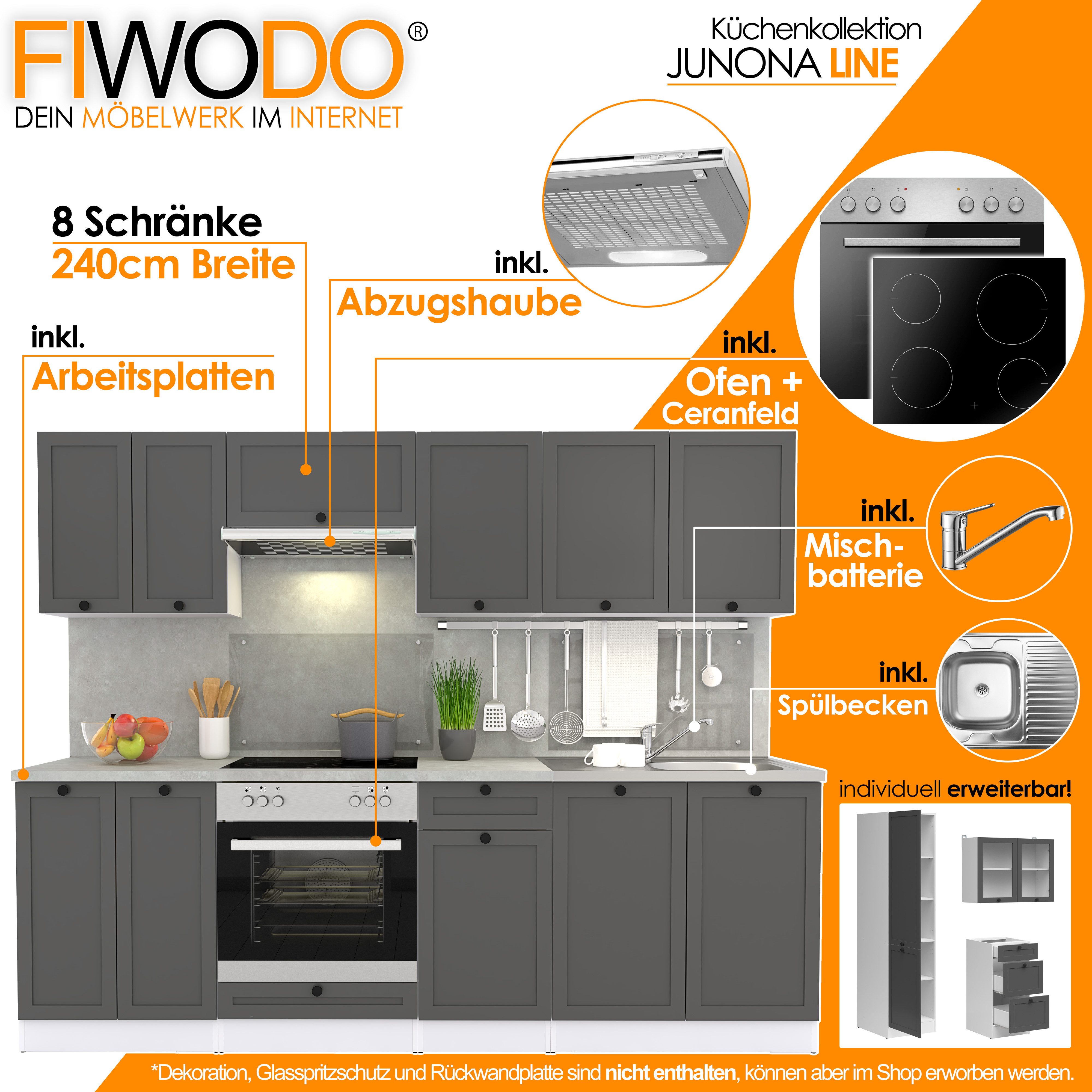 FIWODO.de - Dein Möbelwerk im Internet Küche FIWODO Küchenzeile mit Elektrogeräten, (Set)