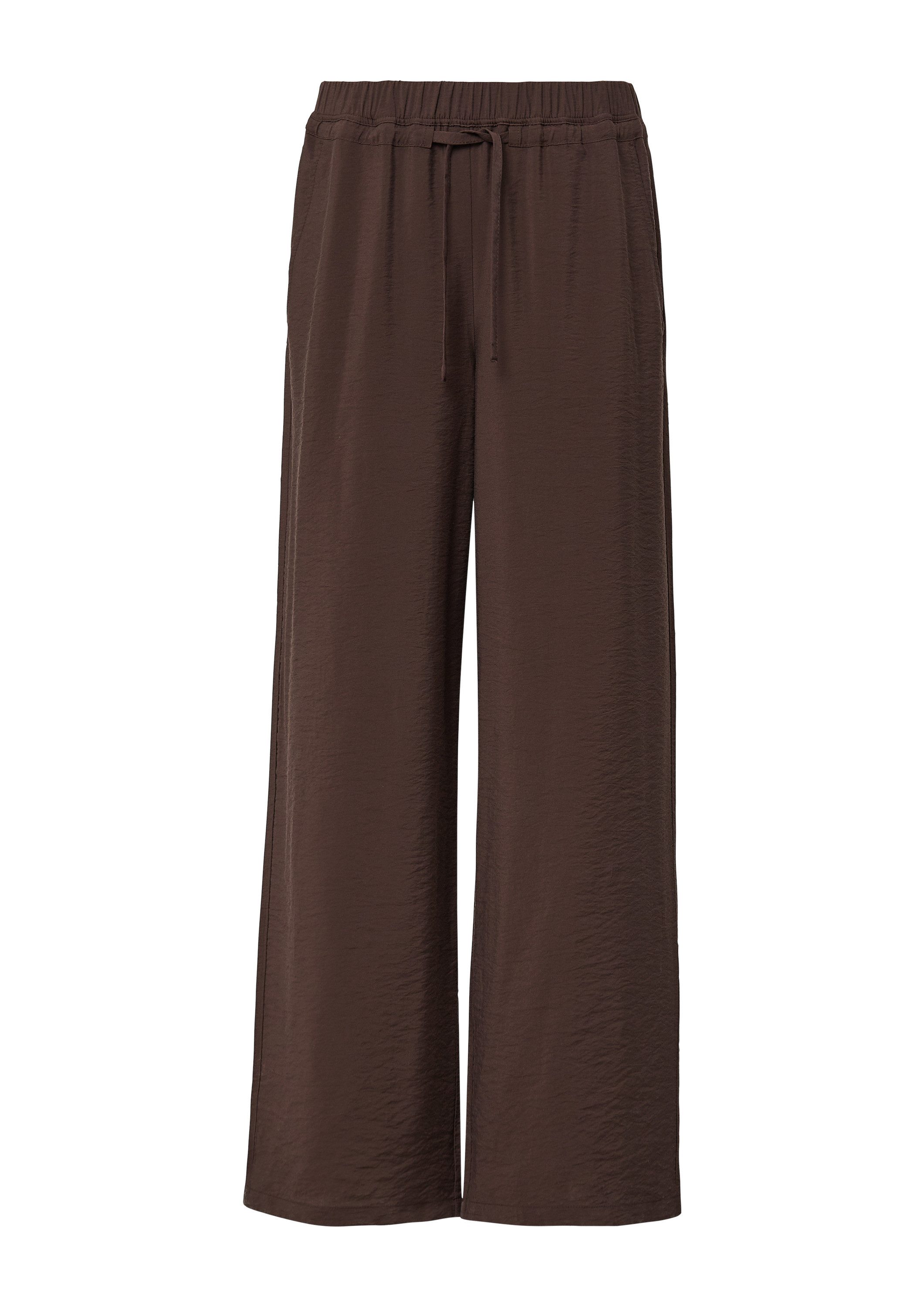 comma Chinos Hose Strukturierte Wide-Leg-Hose aus Viskosemix mit Elastikbund