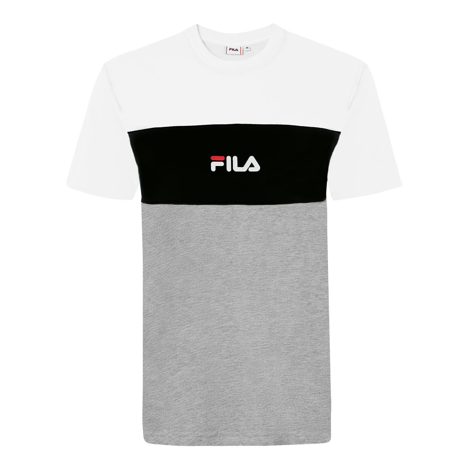 Fila T-Shirt Men Anoki Tee Blocked black Markenschriftzug grey white / A495 light mit melange bright bros 