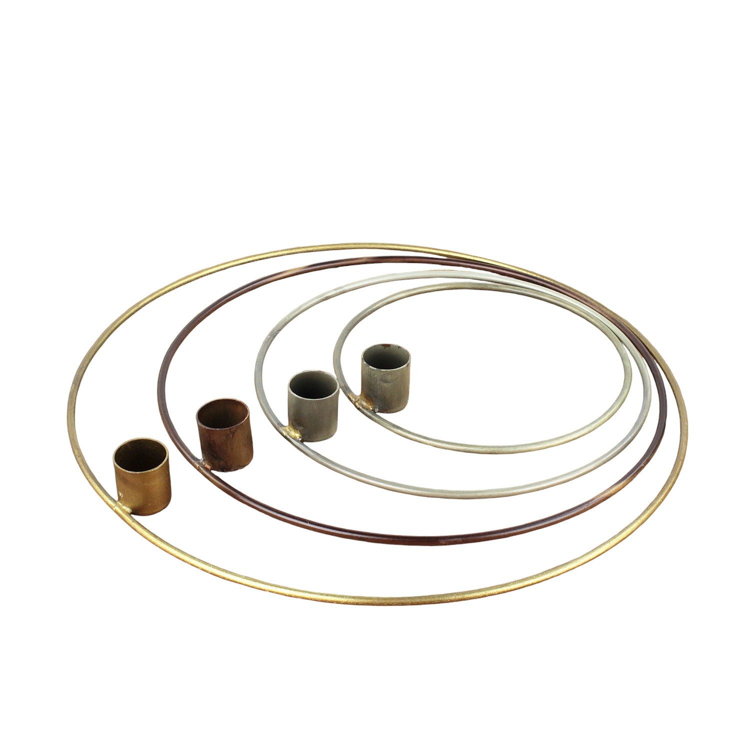 Macosa Home Adventskranz Gold Braun Metall 30 cm modern rundes Adventsgesteck, 4 Kerzenhalter Tisch-Dekoration Advent