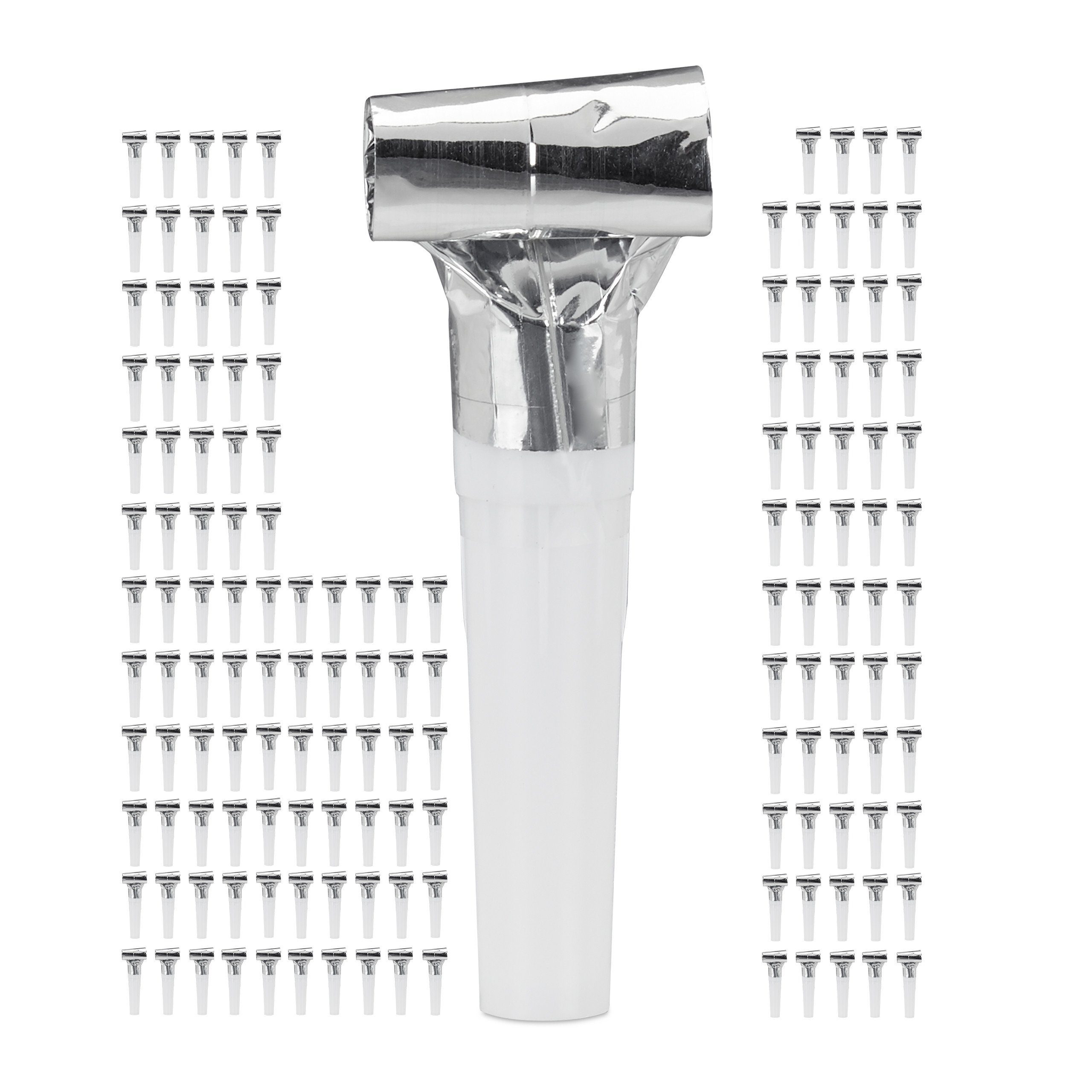Spielzeug-Musikinstrument Partytröten 150er Pack silber