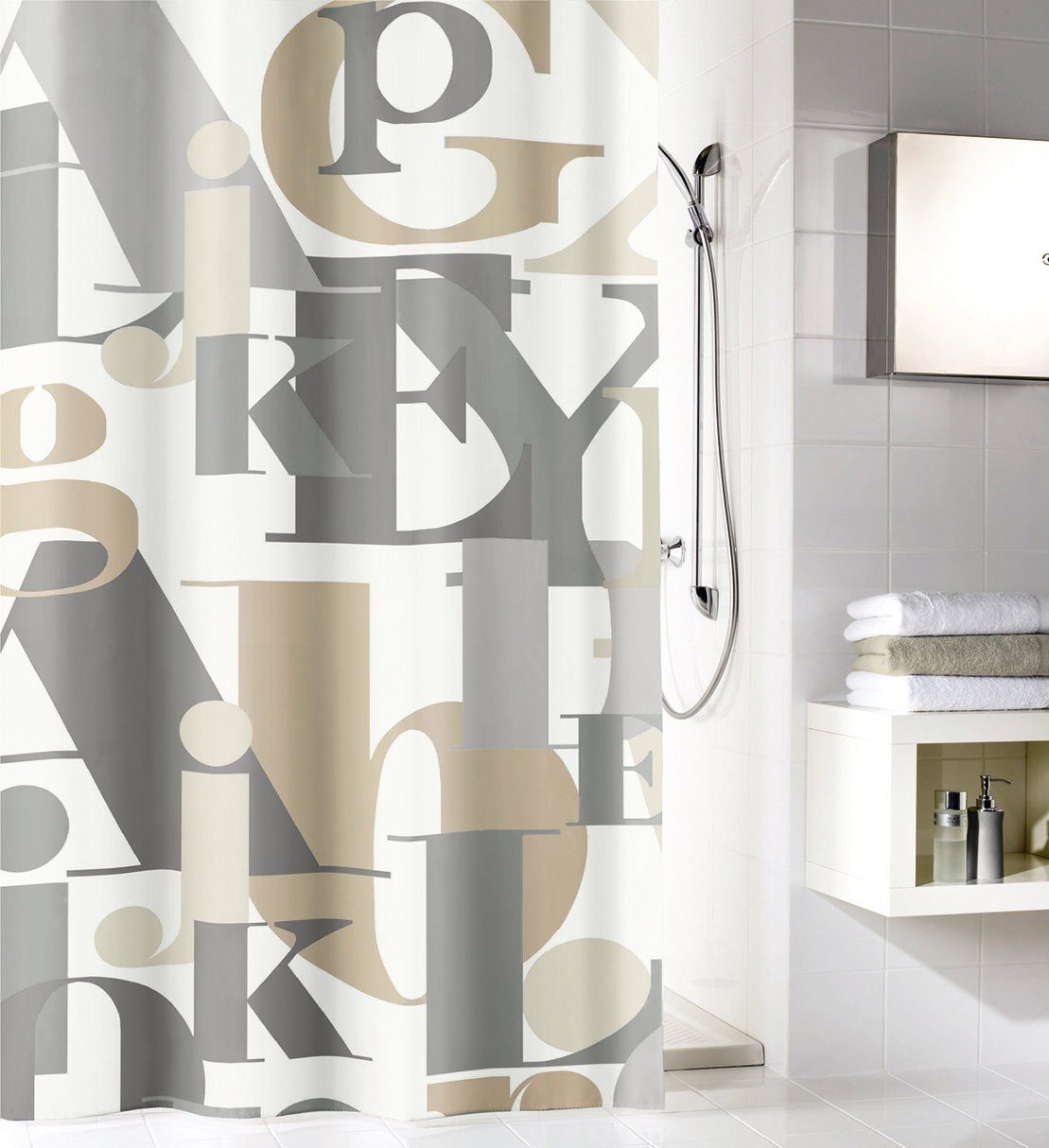 Kleine Wolke Duschvorhang Letter Breite 180 cm, Höhe 200 cm