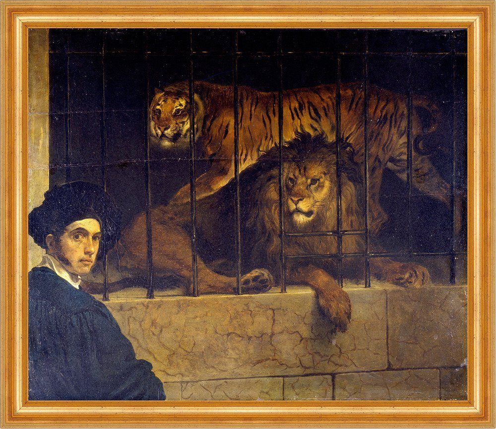 Kunstdruck Self-portrait with Tiger and Lion Francesco Hayez Tiger Löwe B A3 0180, (1 St)