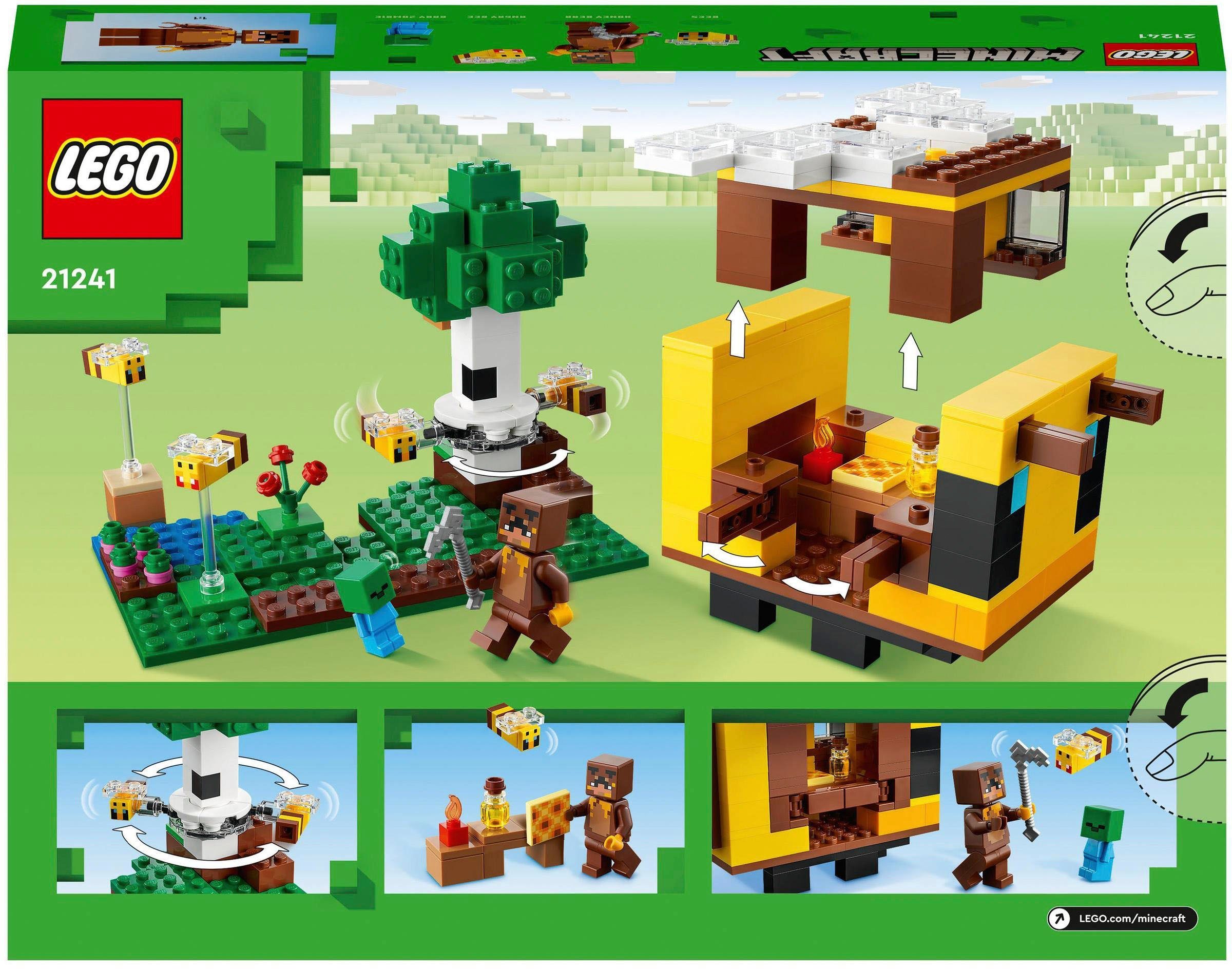 LEGO® Konstruktionsspielsteine Das Bienenhäuschen Minecraft, LEGO® (21241), (254 Made Europe St), in