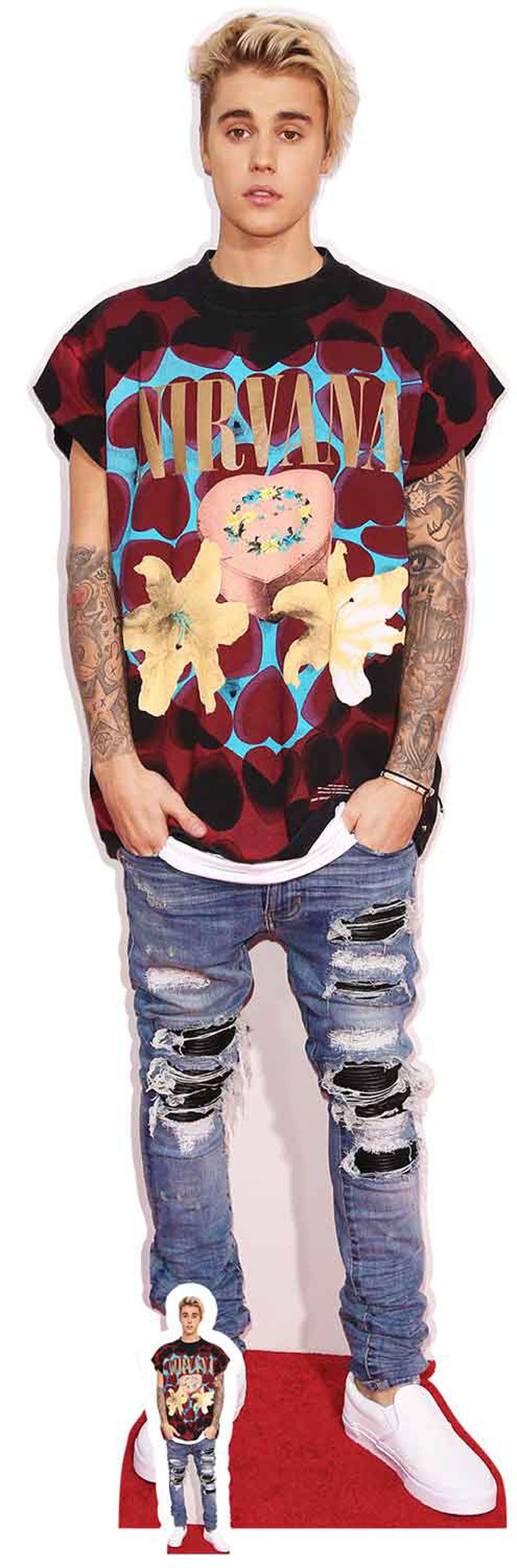 Dekofigur Bieber, Justin Pappaufsteller Ripped Jeans