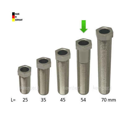 keenberk Schaftventil Hohl-Schraube, L 54 mm für Siebkorbventile entspr. für 1,5 und 3,5"