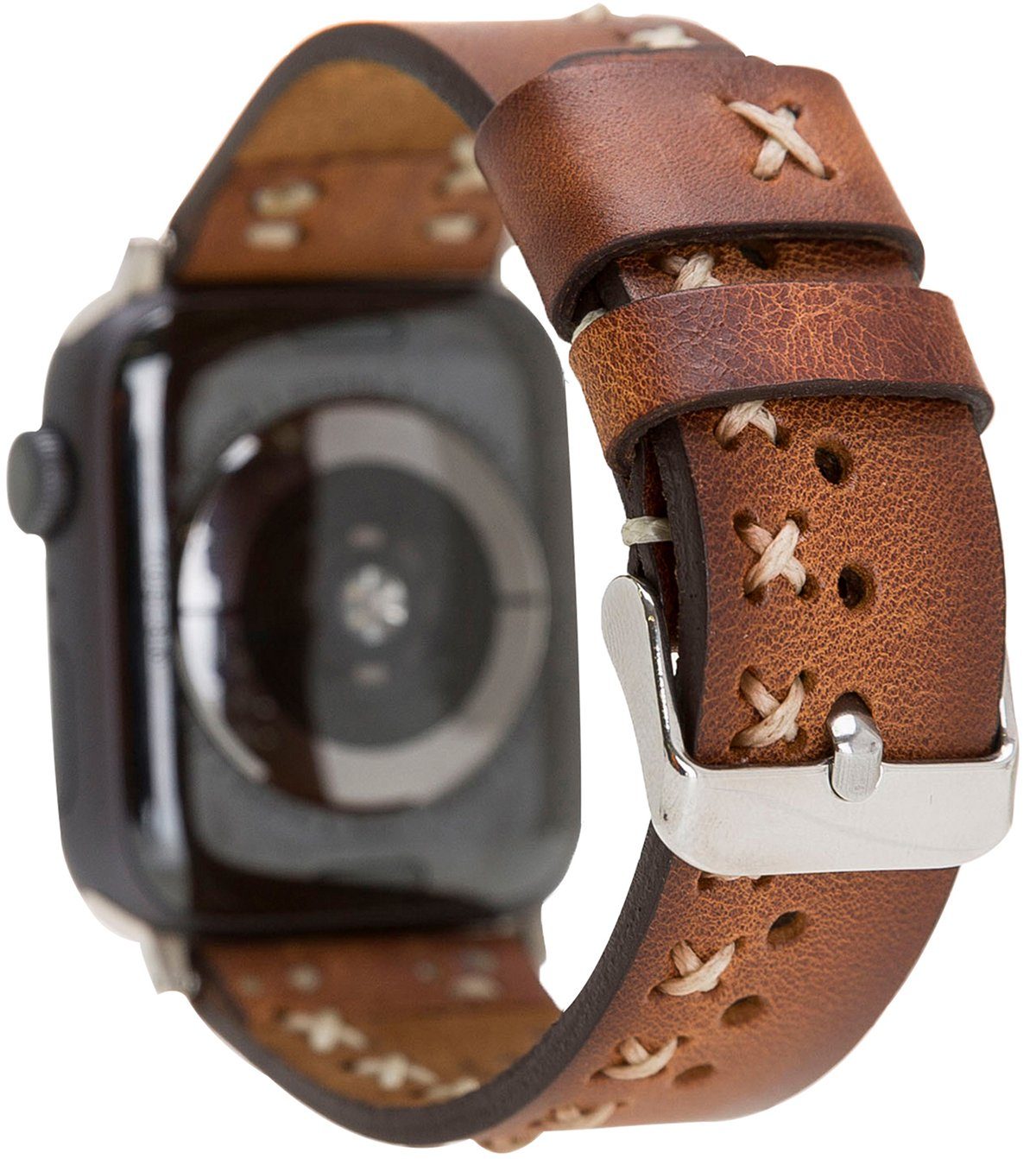 Burkley Smartwatch-Armband für 42/44/45mm 1-8 Vintage Leder mit Apple in Watch Apple Series Watch Armband, Sattelbraun kompatibel