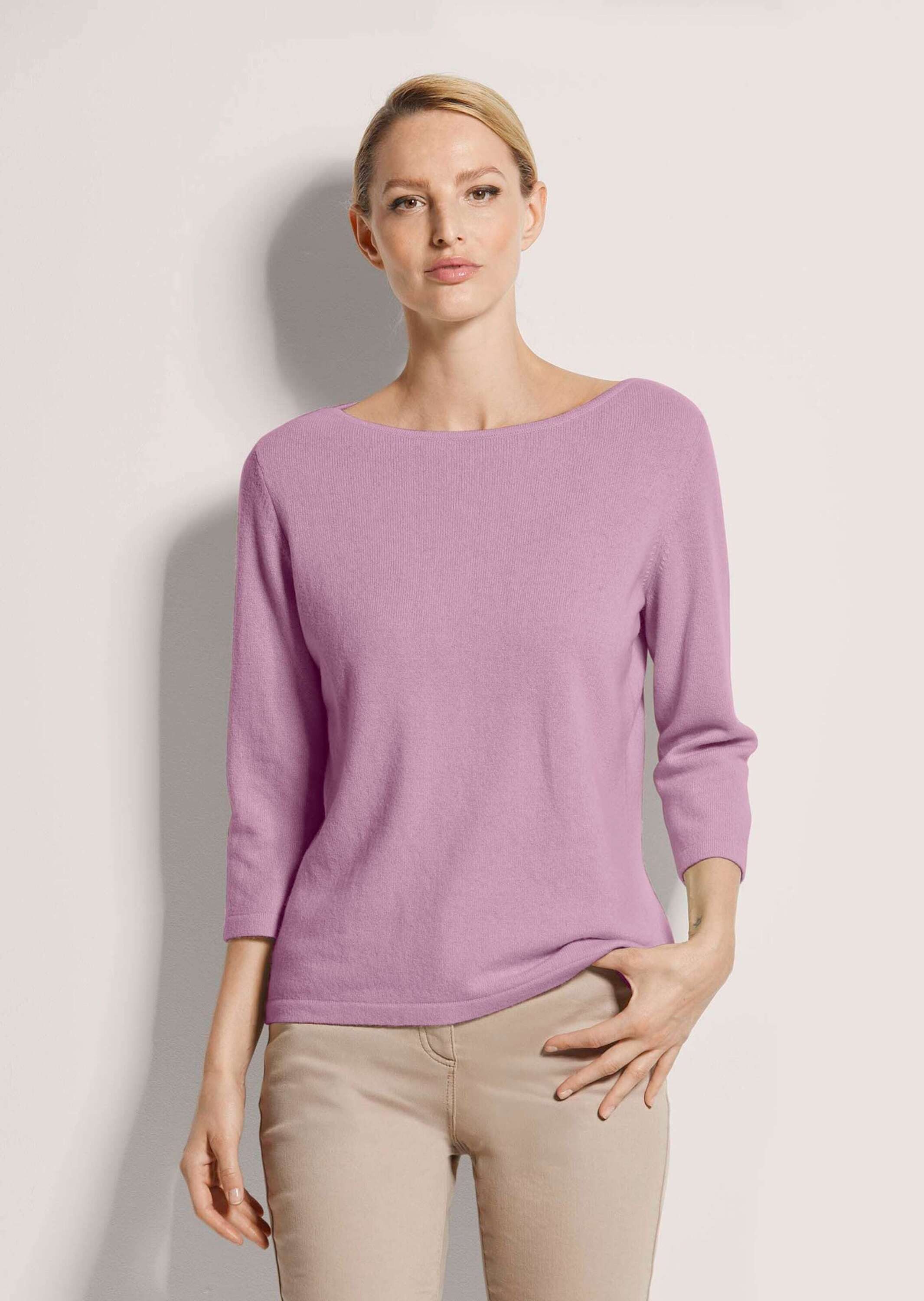 Strickpullover Kaschmirpullover mit U-Boot-Ausschnitt