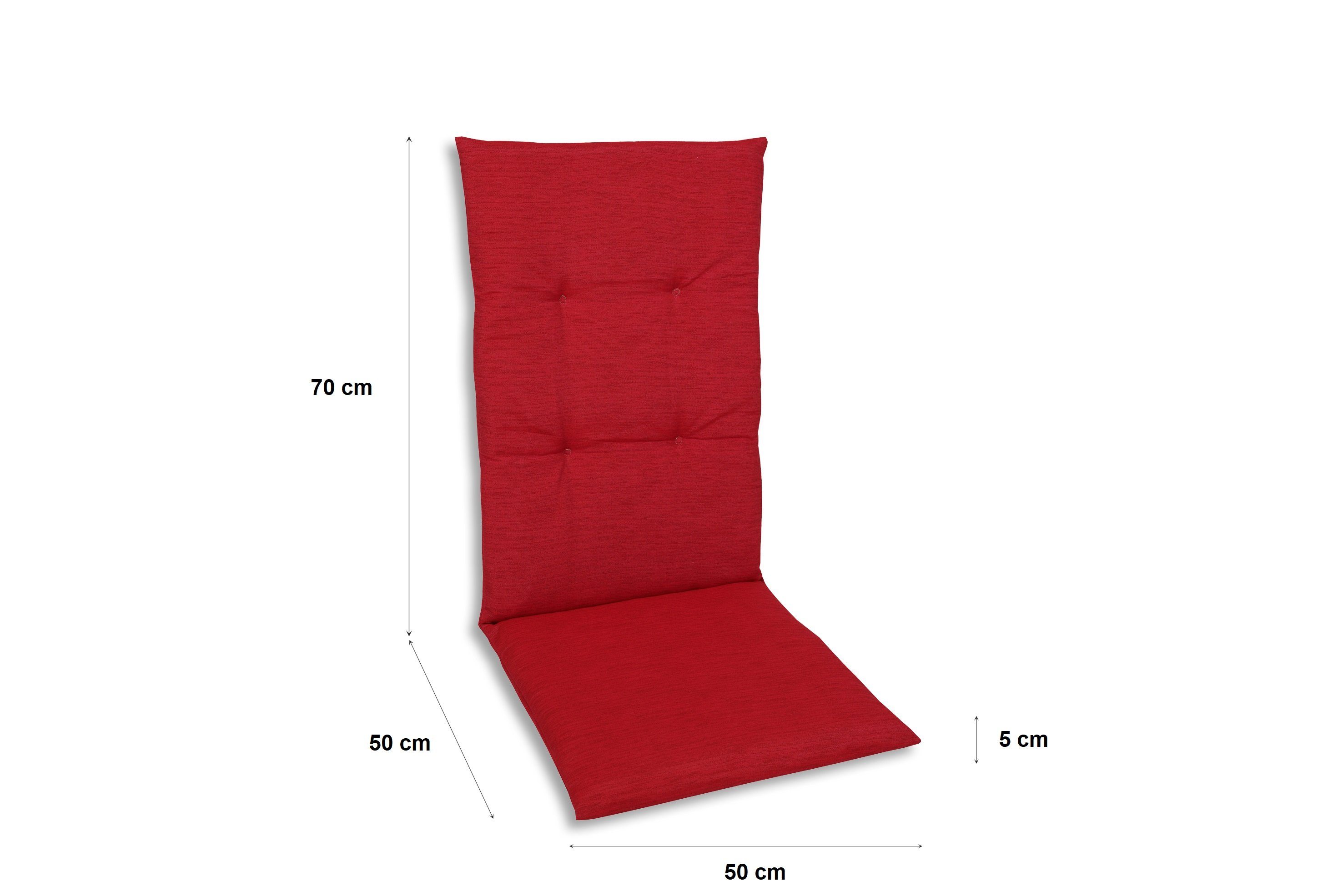 GO-DE Hochlehnerauflage 15809 rot Gartenstuhl Auflagen Kissen Polster Einlage Made in Germany, (1 Auflage, 1 St., 1 Auflage), für Hochlehner-Stühle