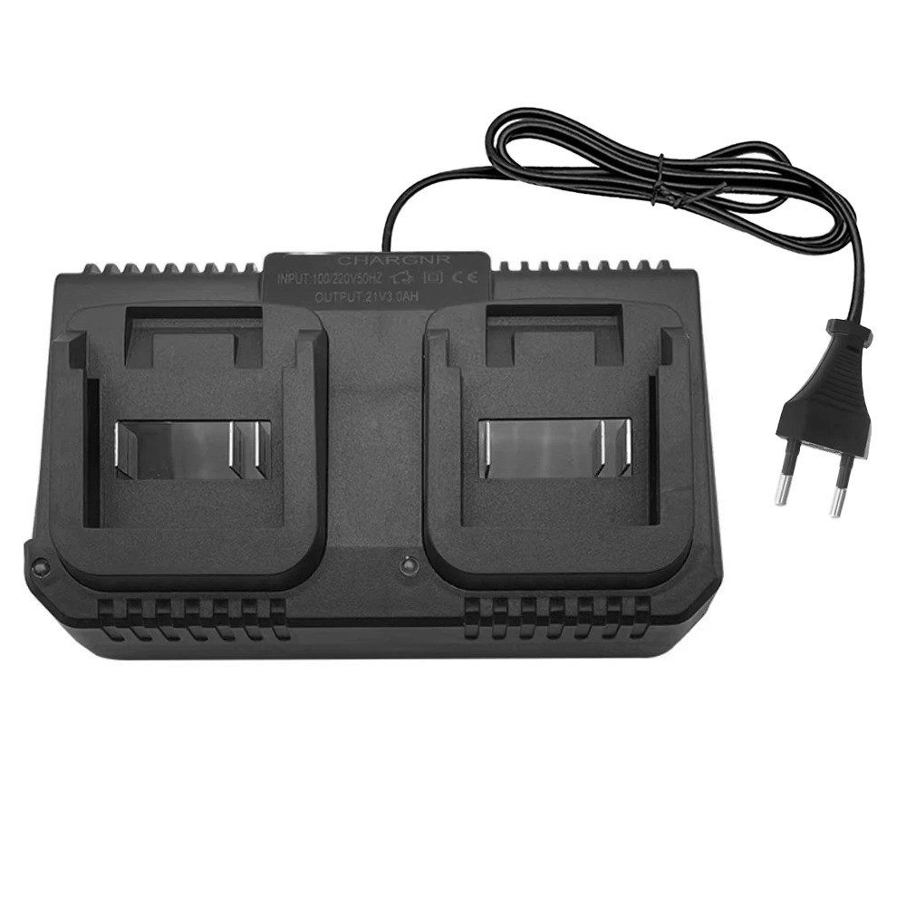 Athlix Akku-Ladegerät für Makita 18 V Lithium-Akku BL1830 2 Ports Batterie-Ladegerät (2 Steckplätze, 18V-21V, 80cm Kabellänge)