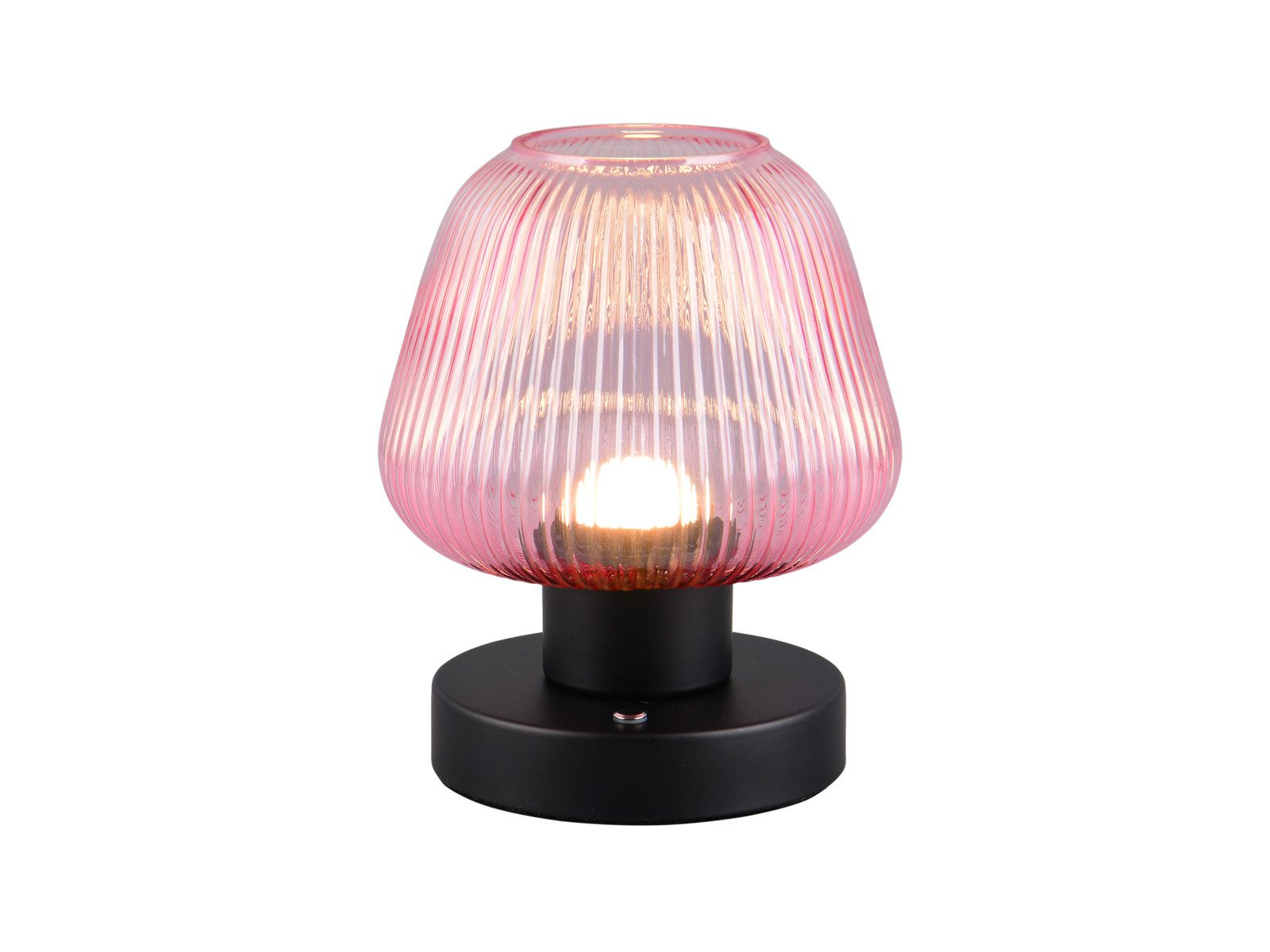 meineWunschleuchte LED Tischleuchte, Dimmfunktion, LED fest integriert, Warmweiß, kleine kabel-lose Akku Lampe ohne Strom mit Glas Lampenschirm H: 18cm