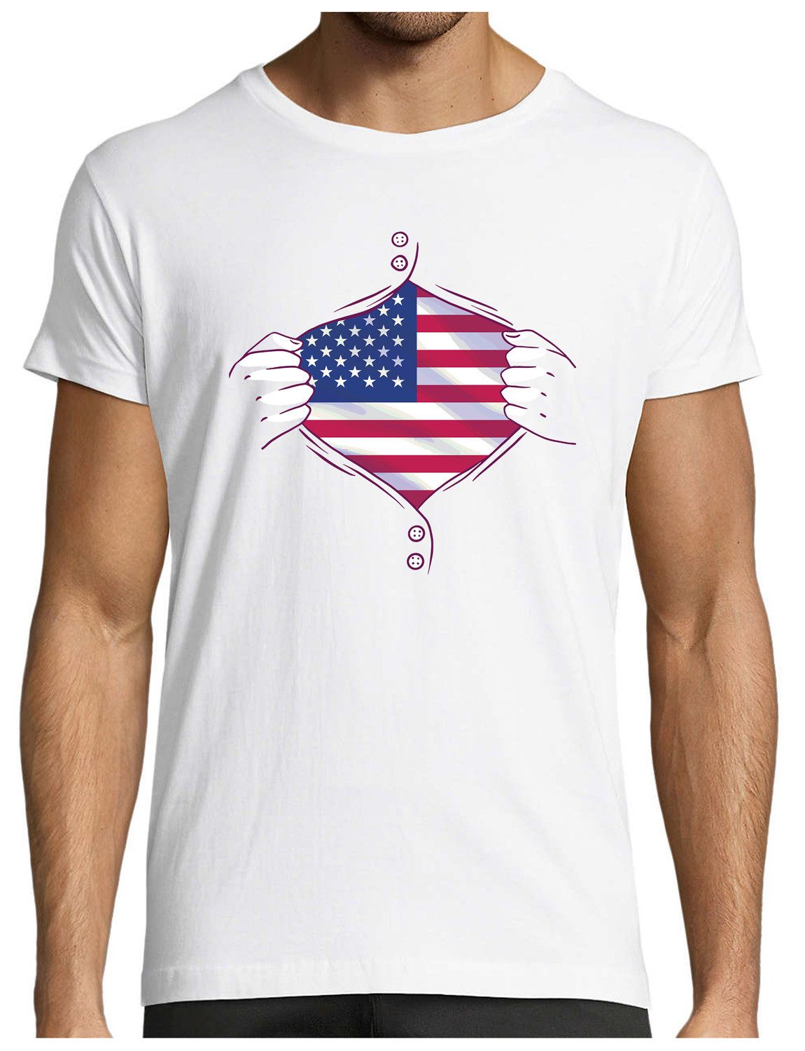T-Shirt Herren Print Shirt - Patriotisches USA Brustprint