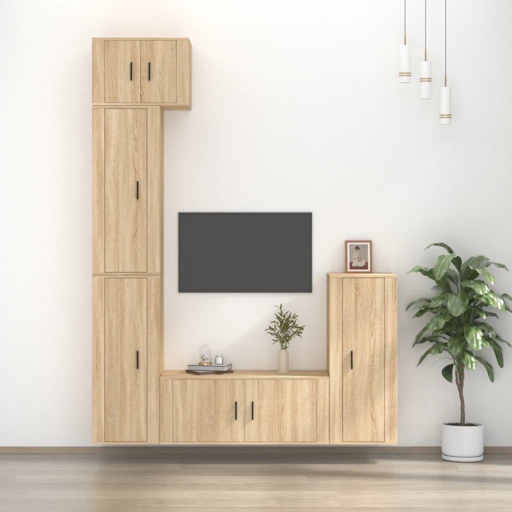 furnicato TV-Schrank 5-tlg. TV-Schrank-Set Holzwerkstoff Sonoma-Eiche