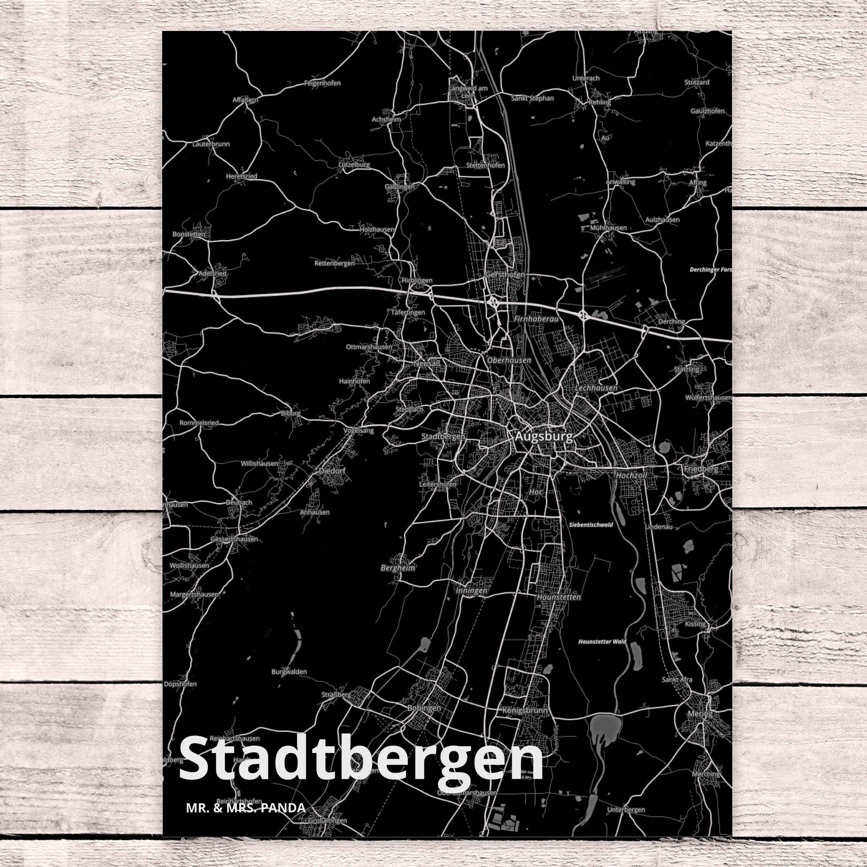 Stadtplan, Karte Map Panda Stadtbergen Geschenk, Dorf Mrs. - Stadt & Mr. Landkarte Postkarte Dor