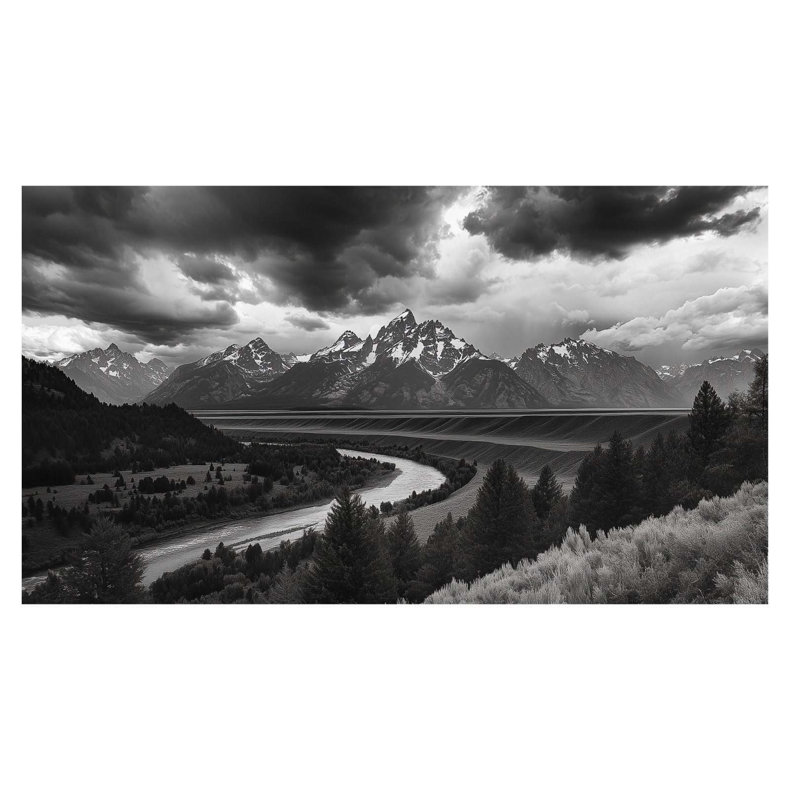 Jumpeak Teppich Schwarz-Weiß Berglandschaft Teppich, tepichwohinzimer,teppich waschbar, Rechteckig, Höhe: 5 mm, länglicher teppich,Kunstkaschmir, teppich pflegeleicht, große teppiche