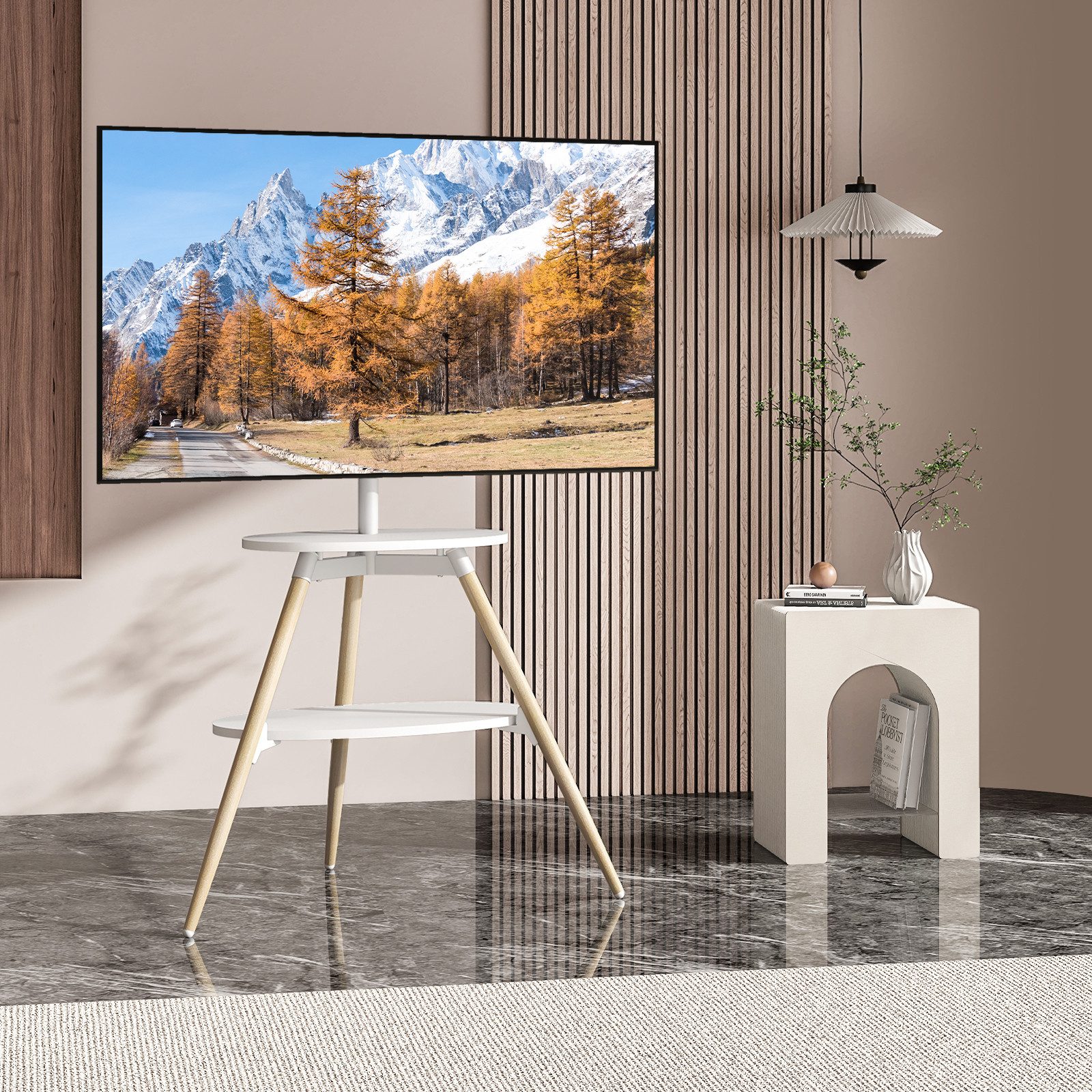 5Rcom TV-Ständer TV Staffelei mit 2 Regalen für 32-65 Zoll Fernseher, Fernsehständer, (bis 65 Zoll, 1-tlg., bis zu 40 kg TV Ständer Max VESA 400 x 400 mm)