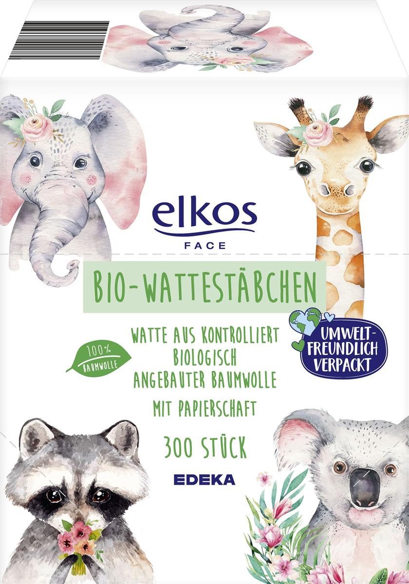 elkos Wattepadspender elkos 4506945009 Bio-Wattestäbchen - 300 Stück