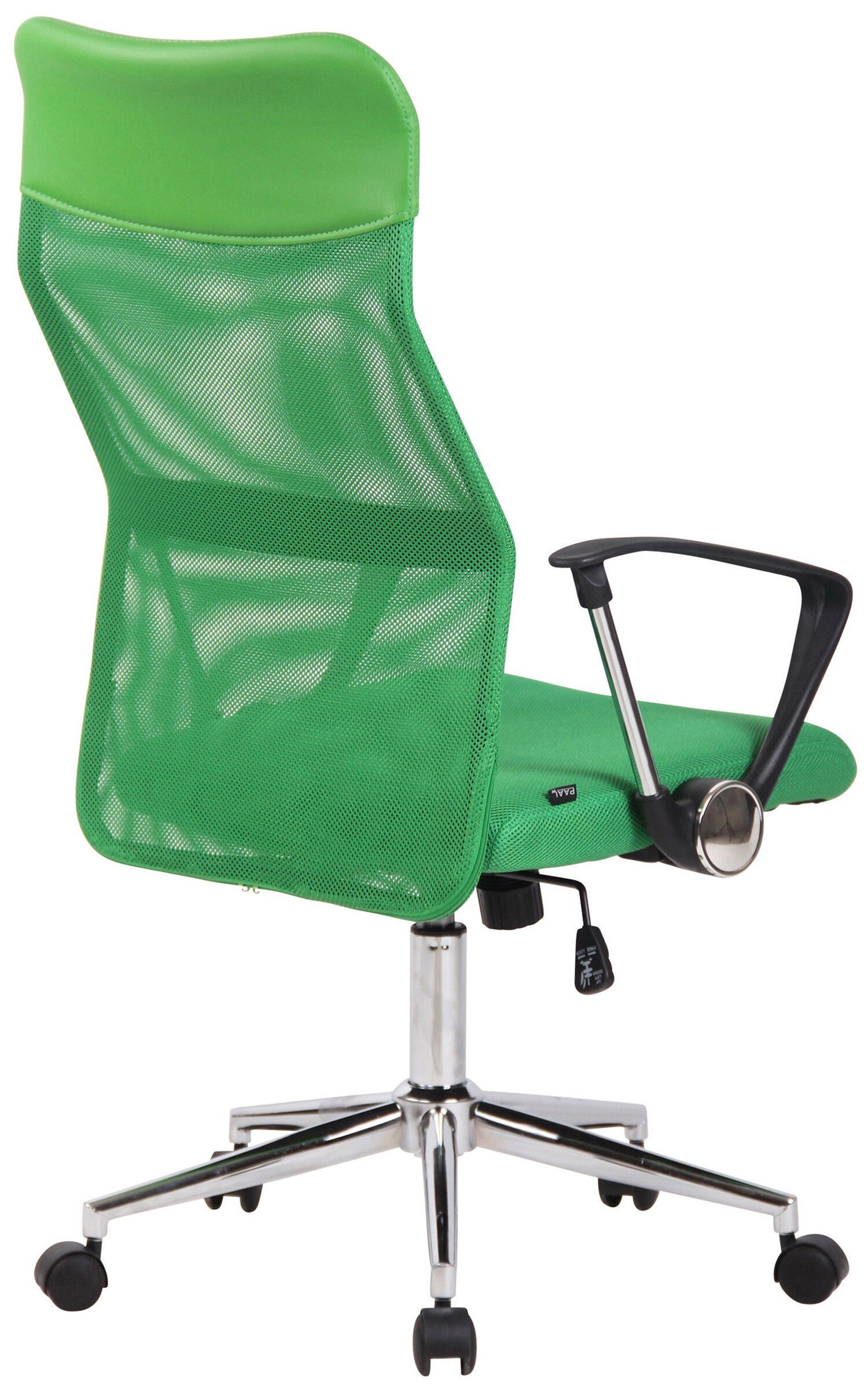 Chefsessel, und 360° Rückenlehne XXL), Metall Bürostuhl mit bequemer Cordoba grün - chrom Netzbezug (Schreibtischstuhl, TPFLiving Sitz: drehbar - höhenverstellbar Gestell: Drehstuhl, Bürostuhl